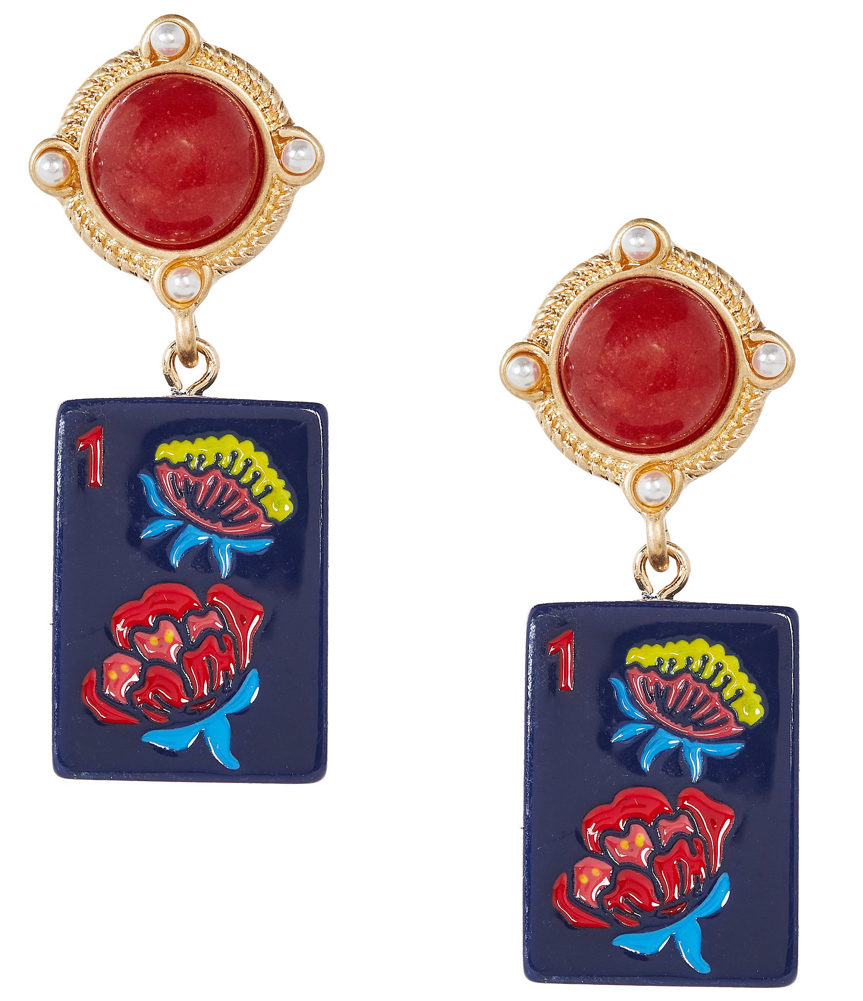 Southern Living Mahjong Tile Resin Statement Drop Earrings