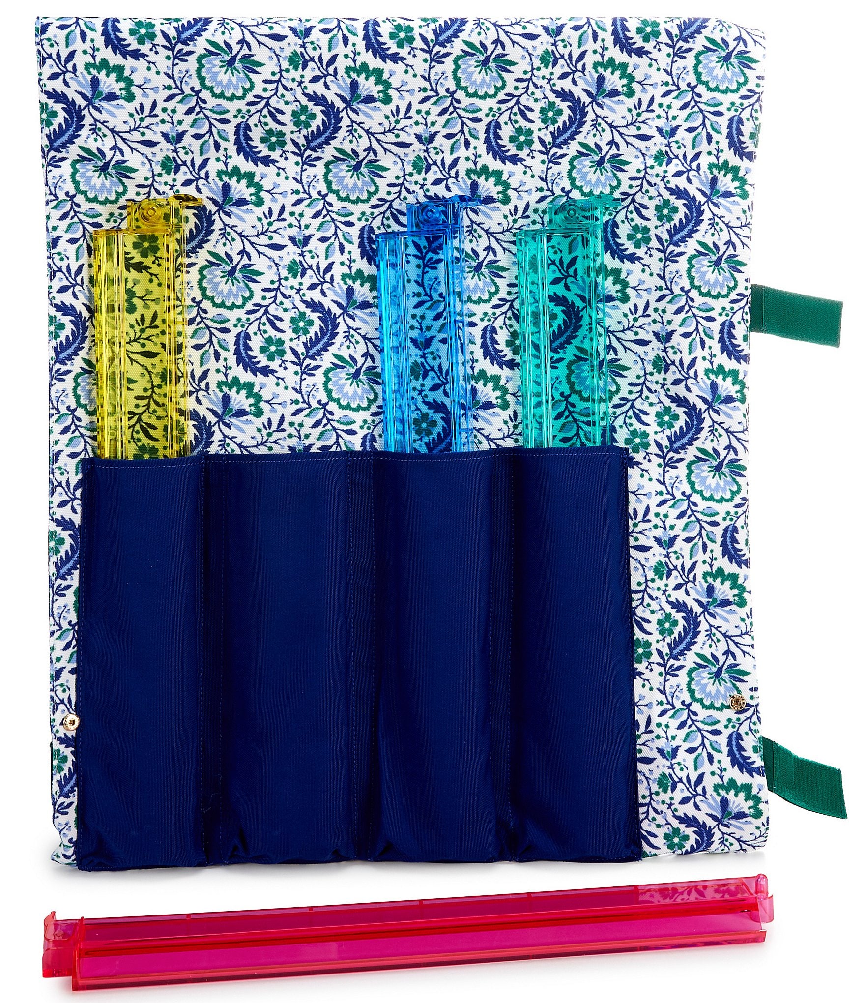 Southern Living Mahjong Velcro Floral & Leaf Rack Roll Bag
