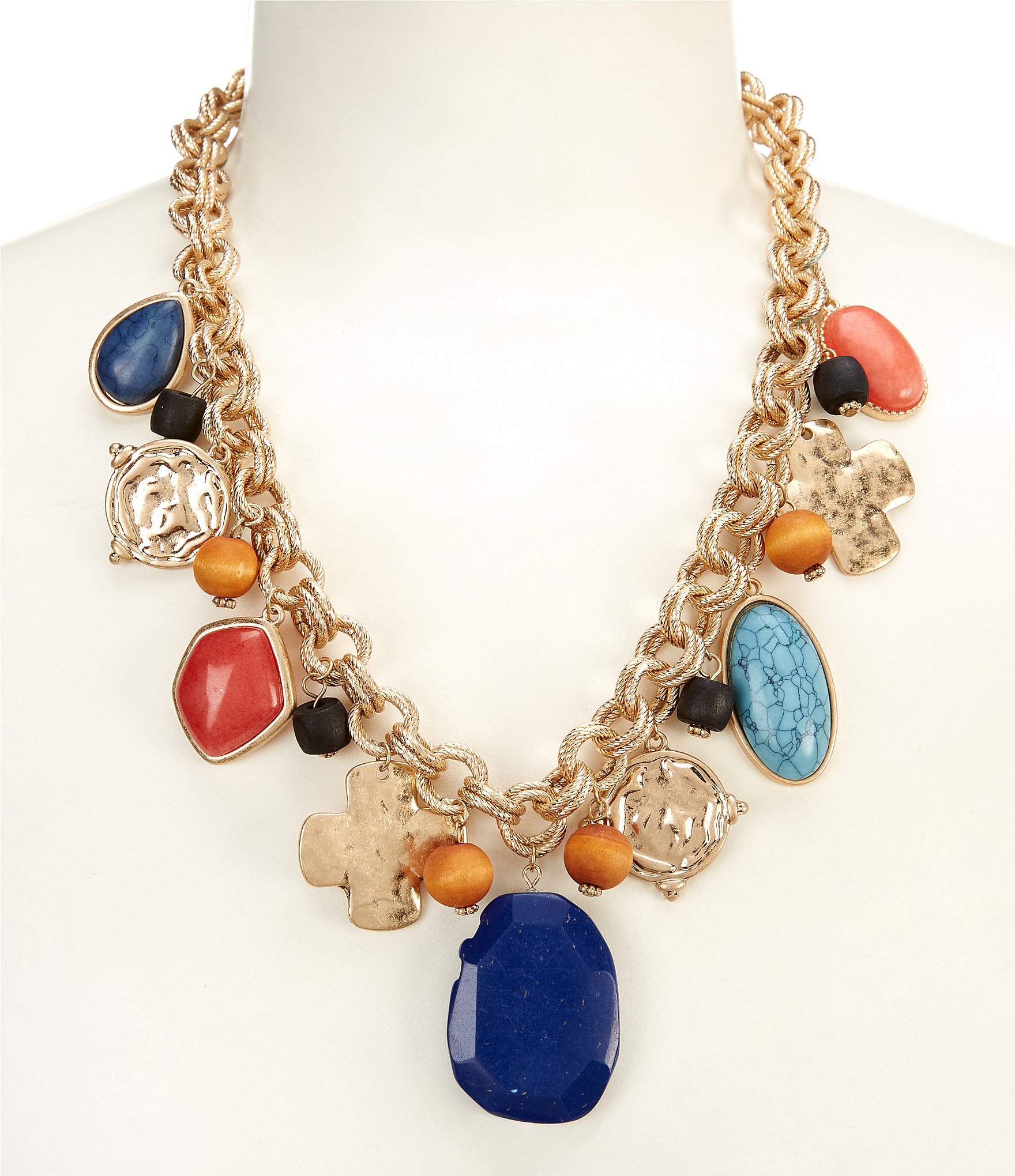 Southern Living Mixed Media Charm Statement Necklace