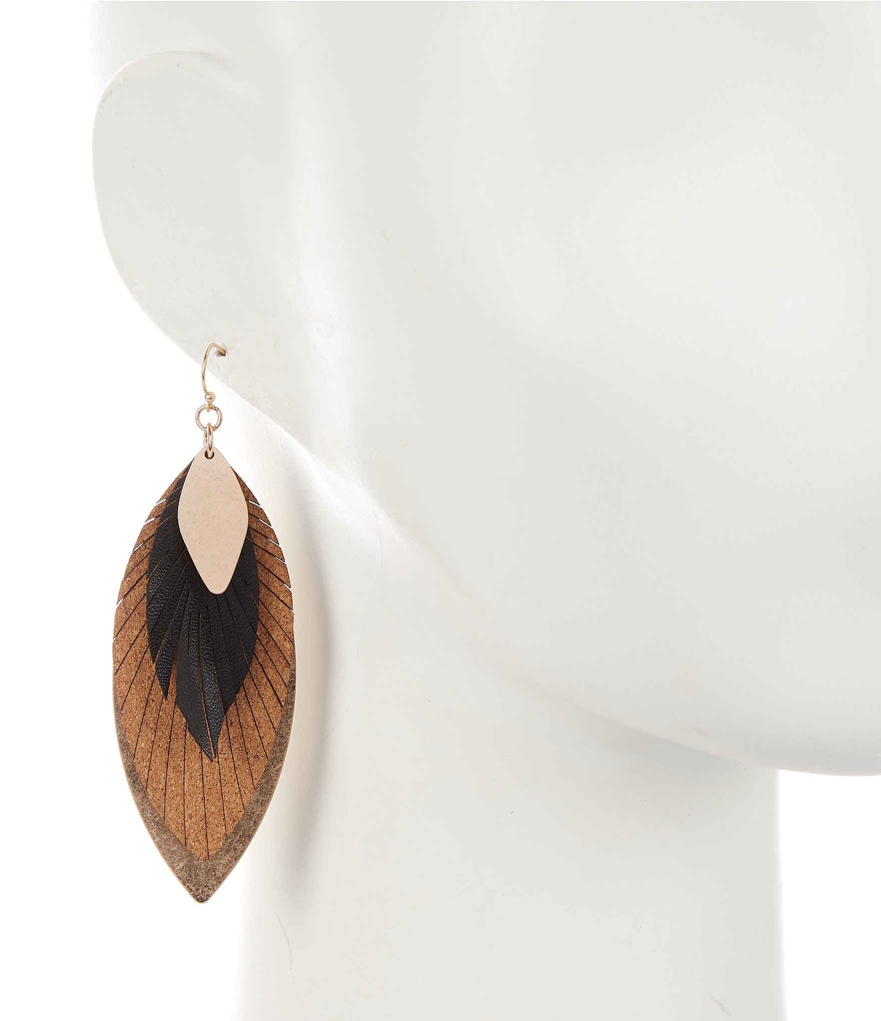 Southern Living Multi Layer Feather Drop Statement Earrings