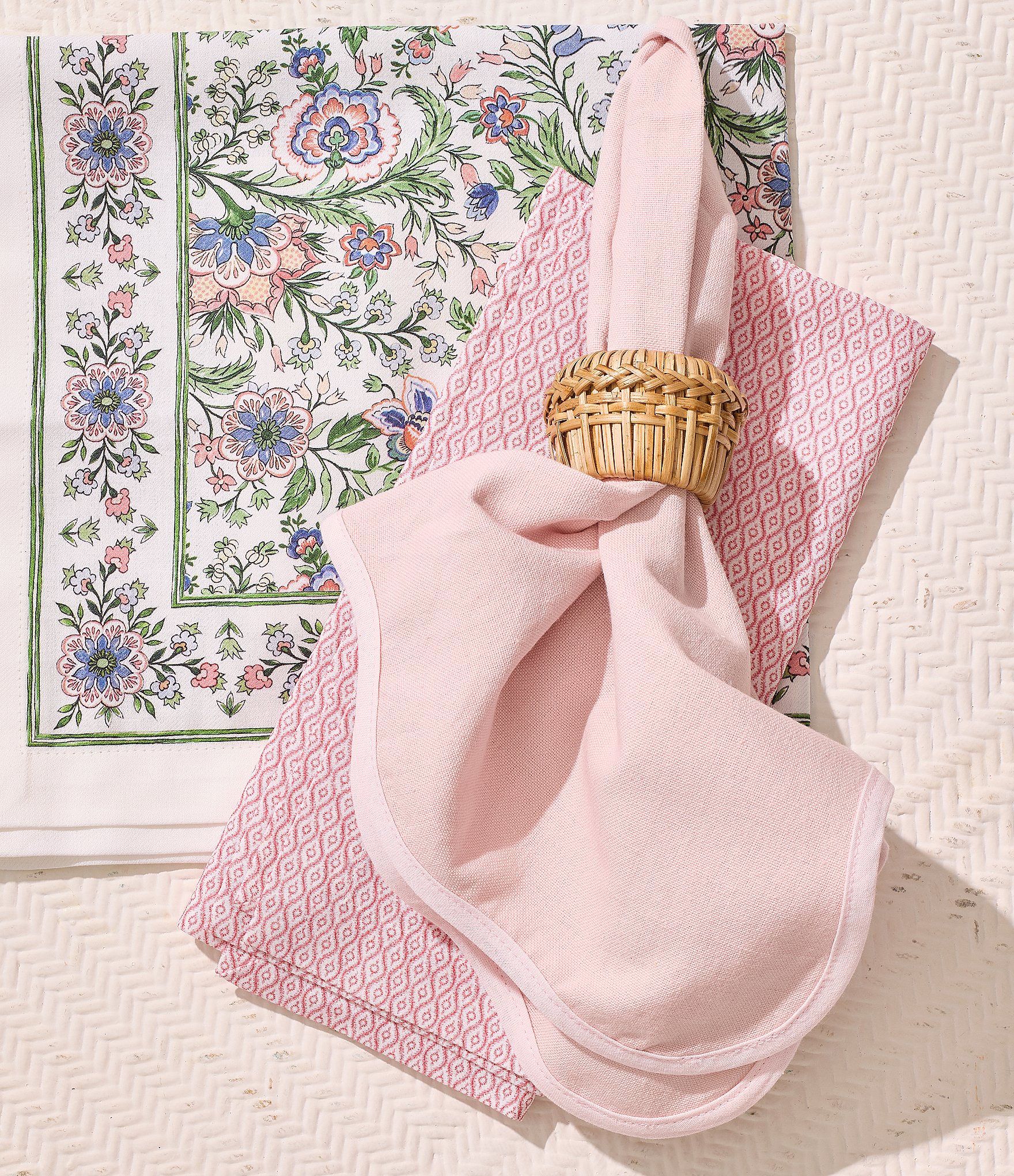 Southern Living Norah Pink Block Napkins, Set of 4