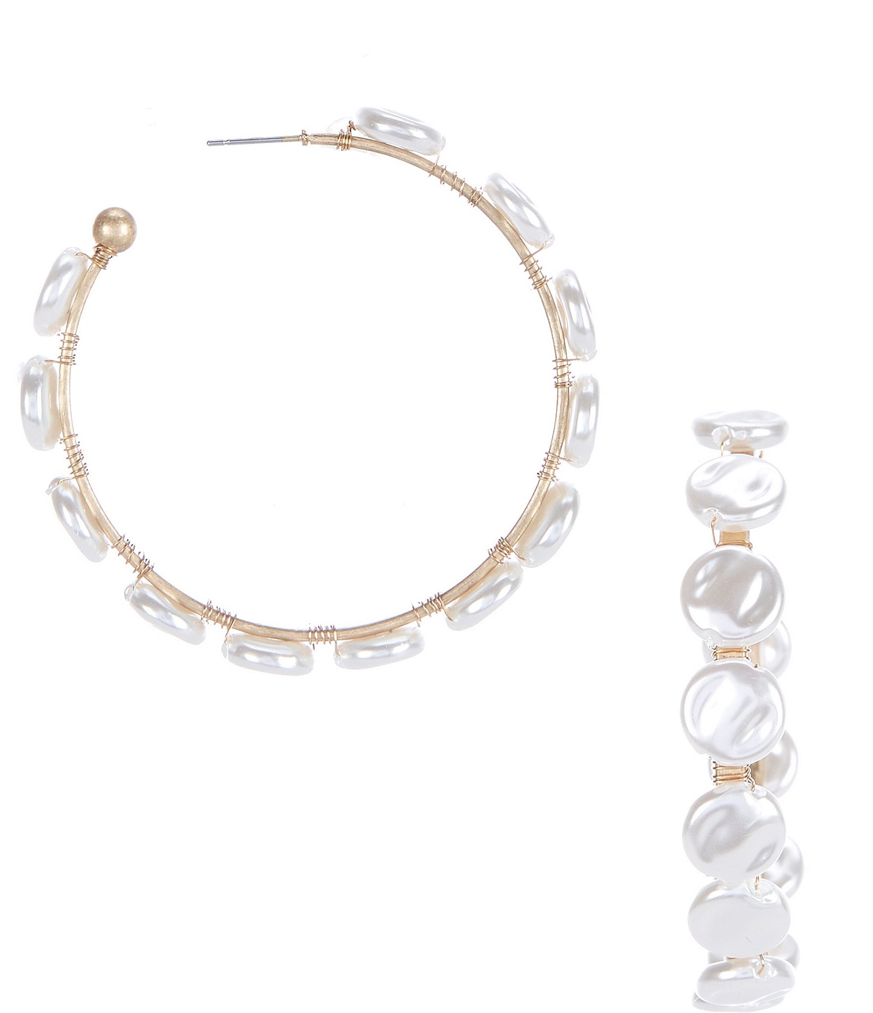 Acrylic pearls hoop earrings