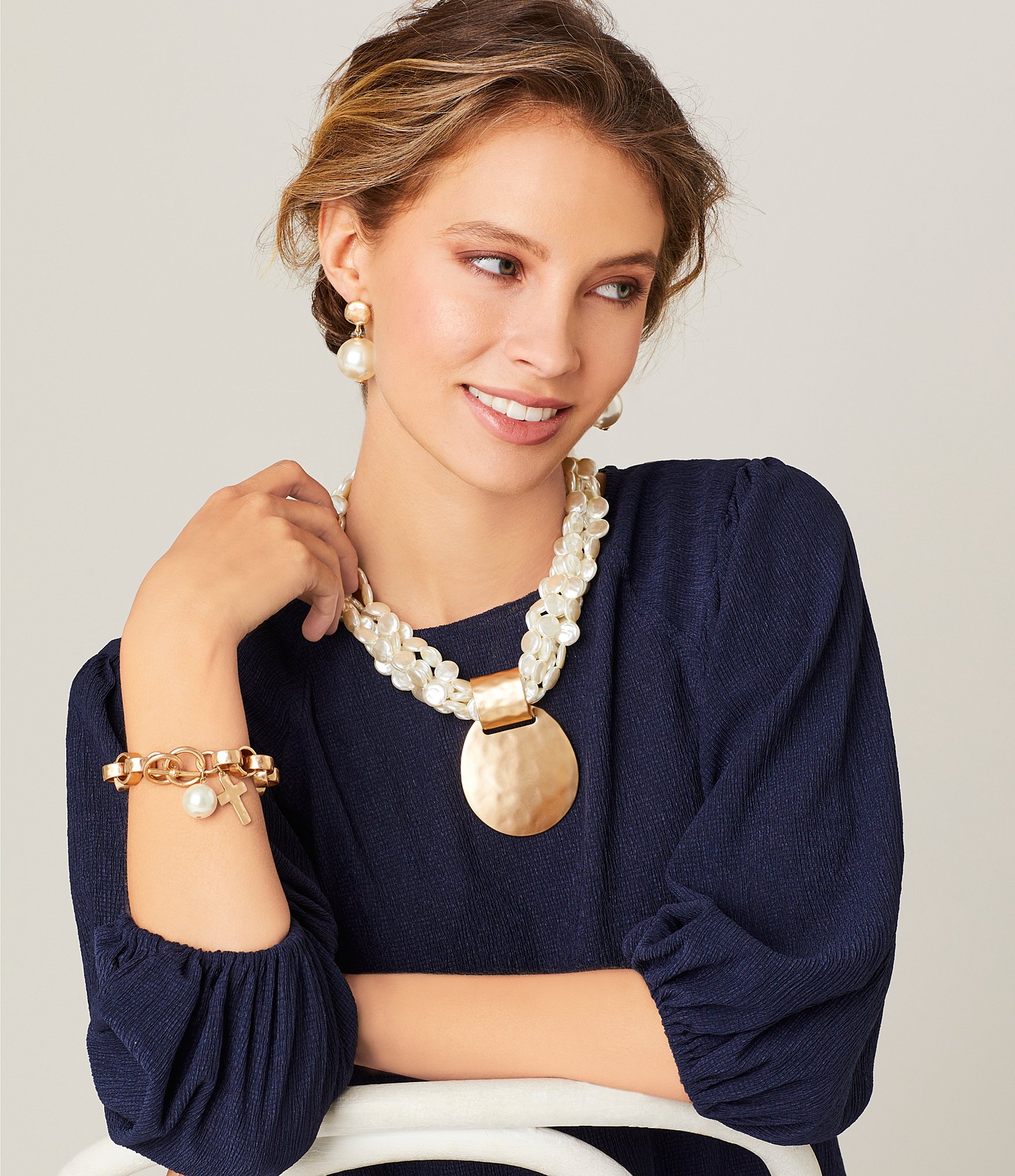 Southern Living Pearl Torsade Pendant Statement Necklace