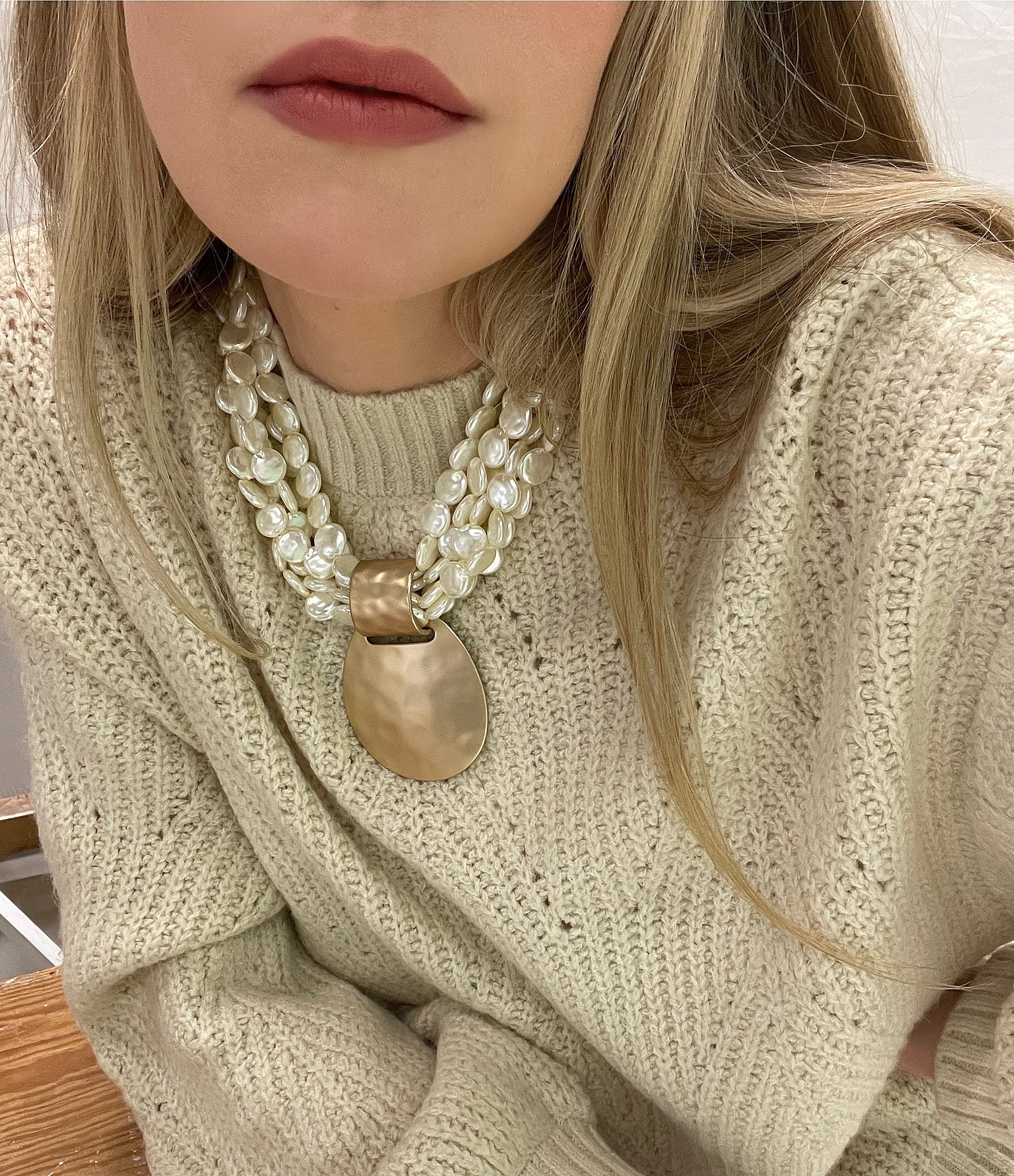 Southern Living Pearl Torsade Pendant Statement Necklace