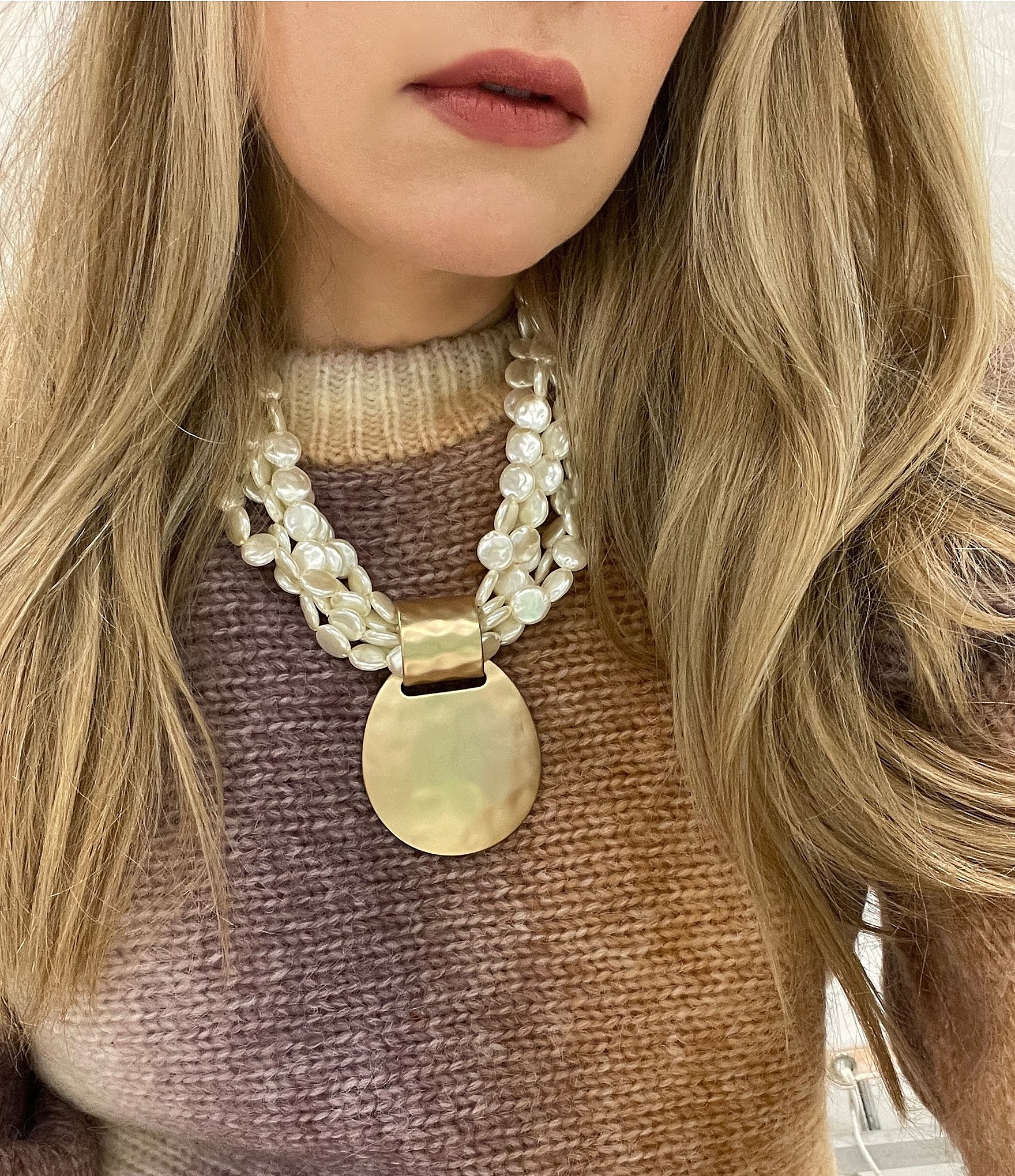 Southern Living Pearl Torsade Pendant Statement Necklace