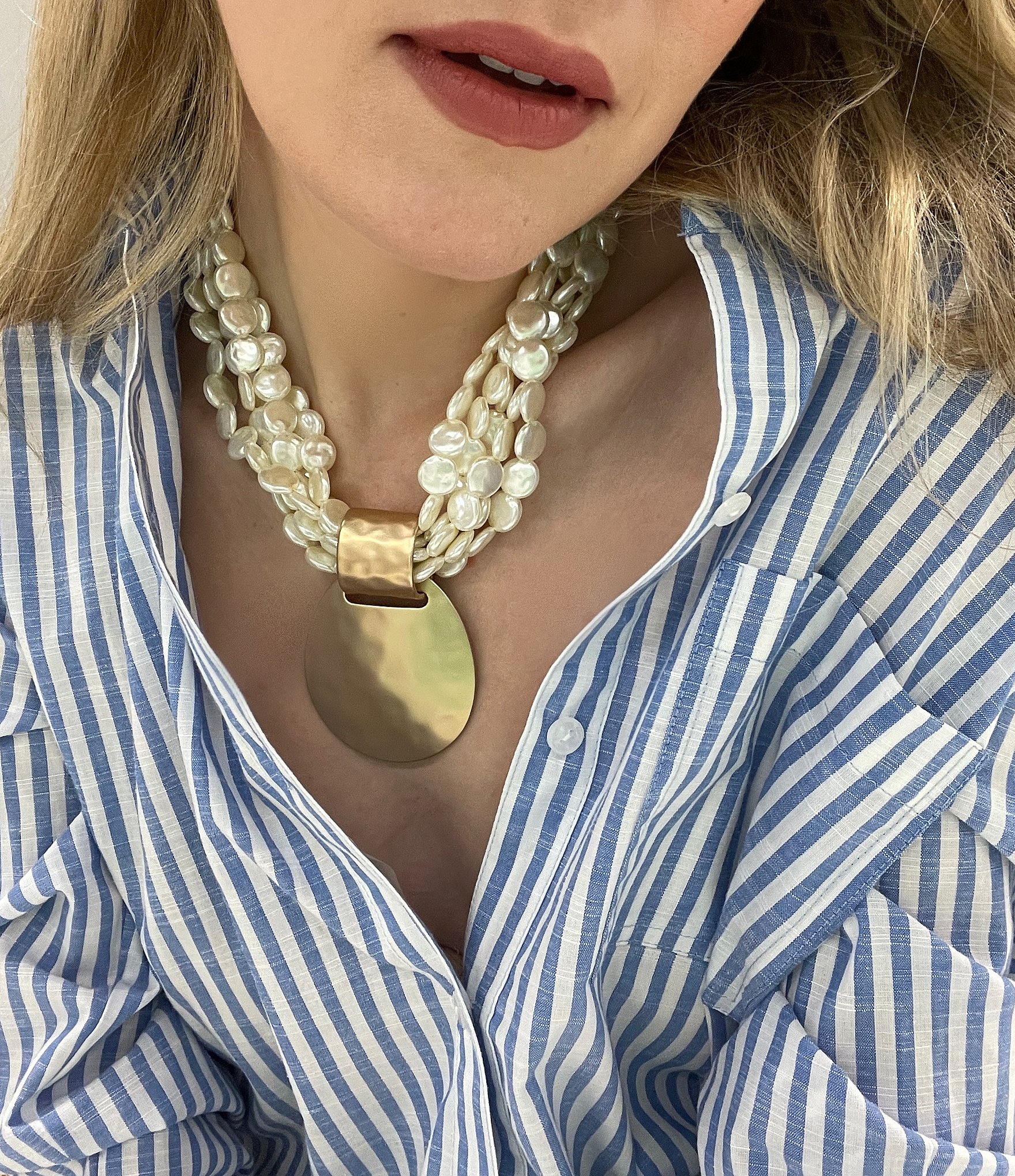 Southern Living Pearl Torsade Pendant Statement Necklace