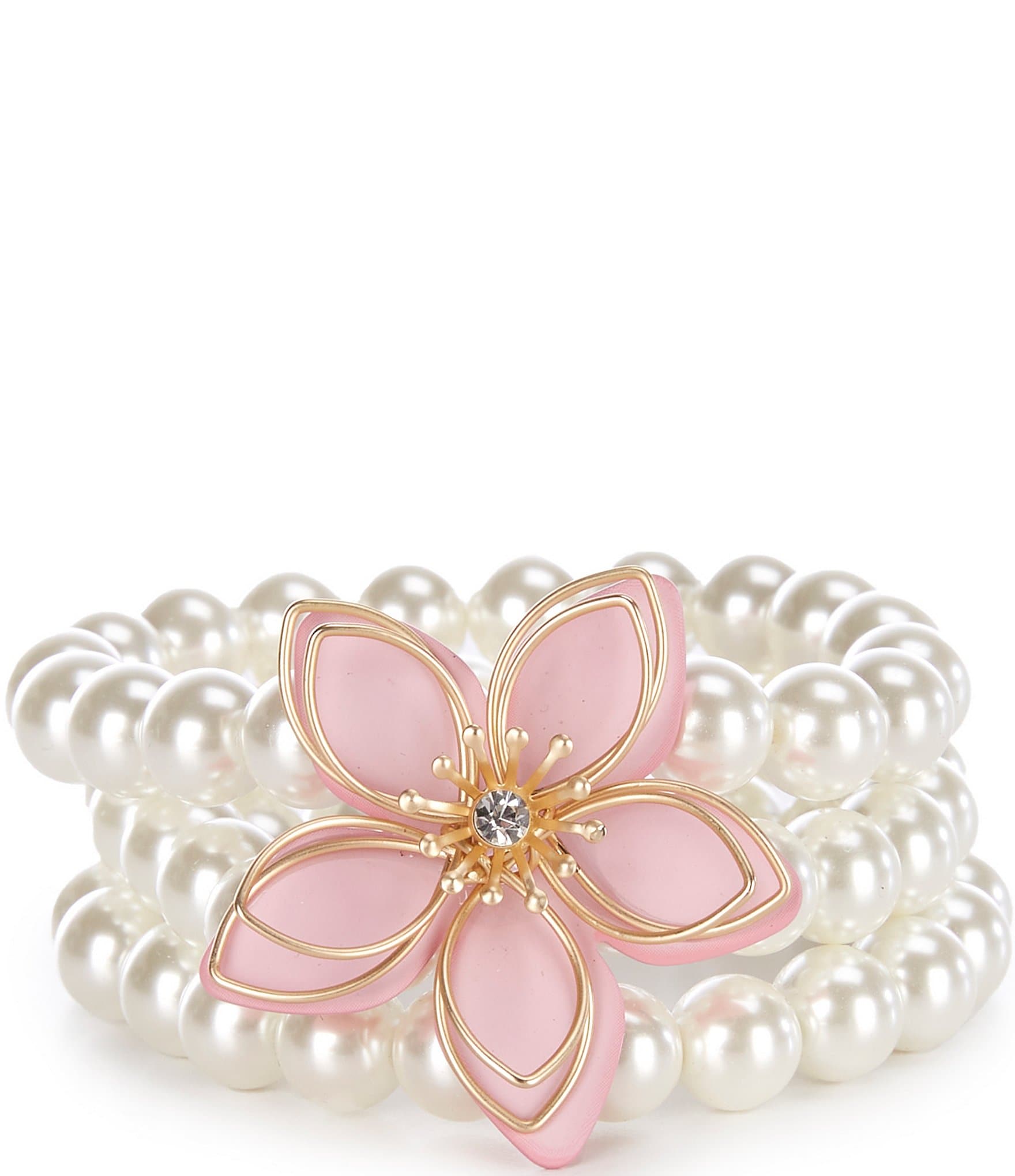 1950s Vintage Pearl, Pink Glass and Rhinestone Bracelet - Etsy