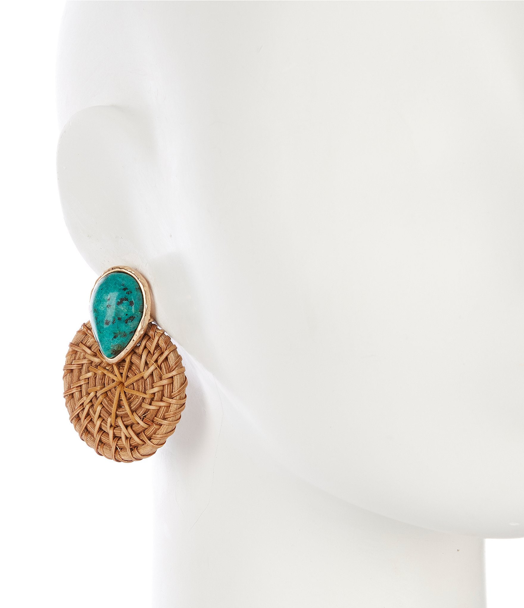 Southern Living Rattan Circle Semi Precious Stone Resort Drop Earrings