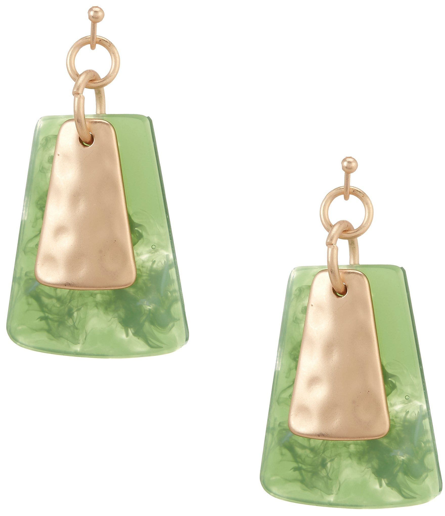 Southern Living Rectangle Jade Acrylic Textured Metal Drop Earrings