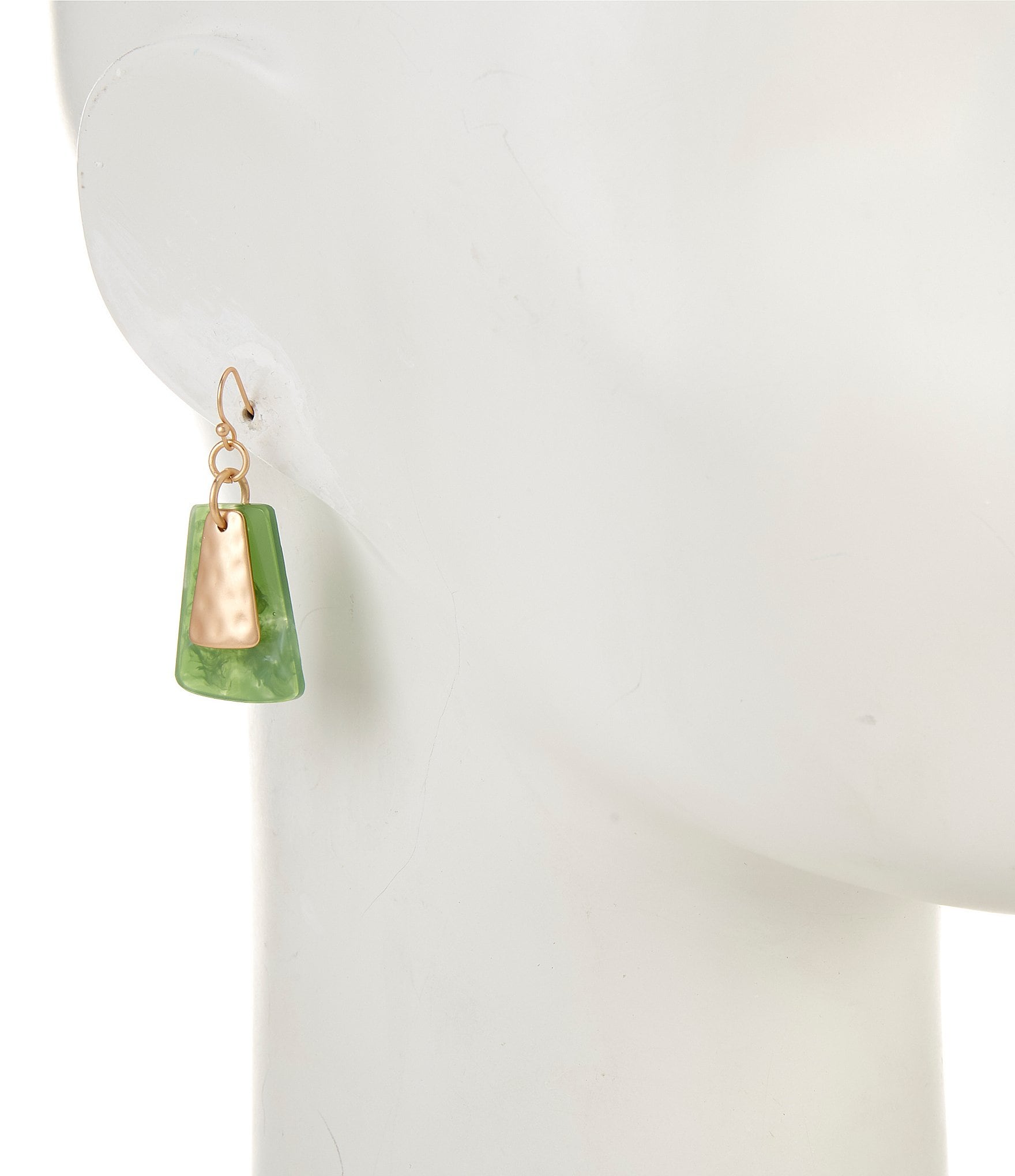 Southern Living Rectangle Jade Acrylic Textured Metal Drop Earrings