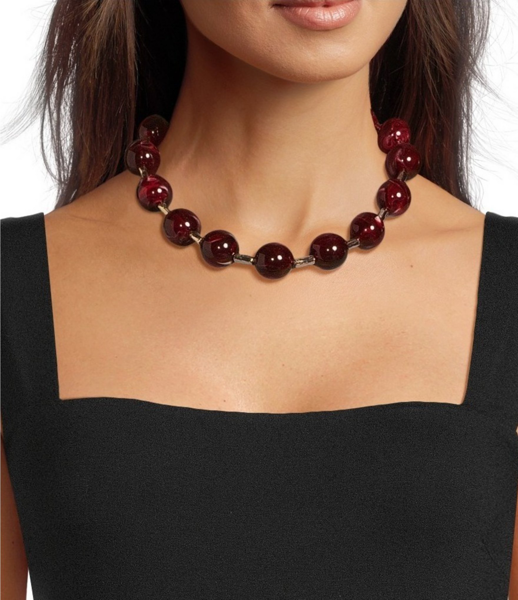 Southern Living Round Statement Beaded Collar Necklace