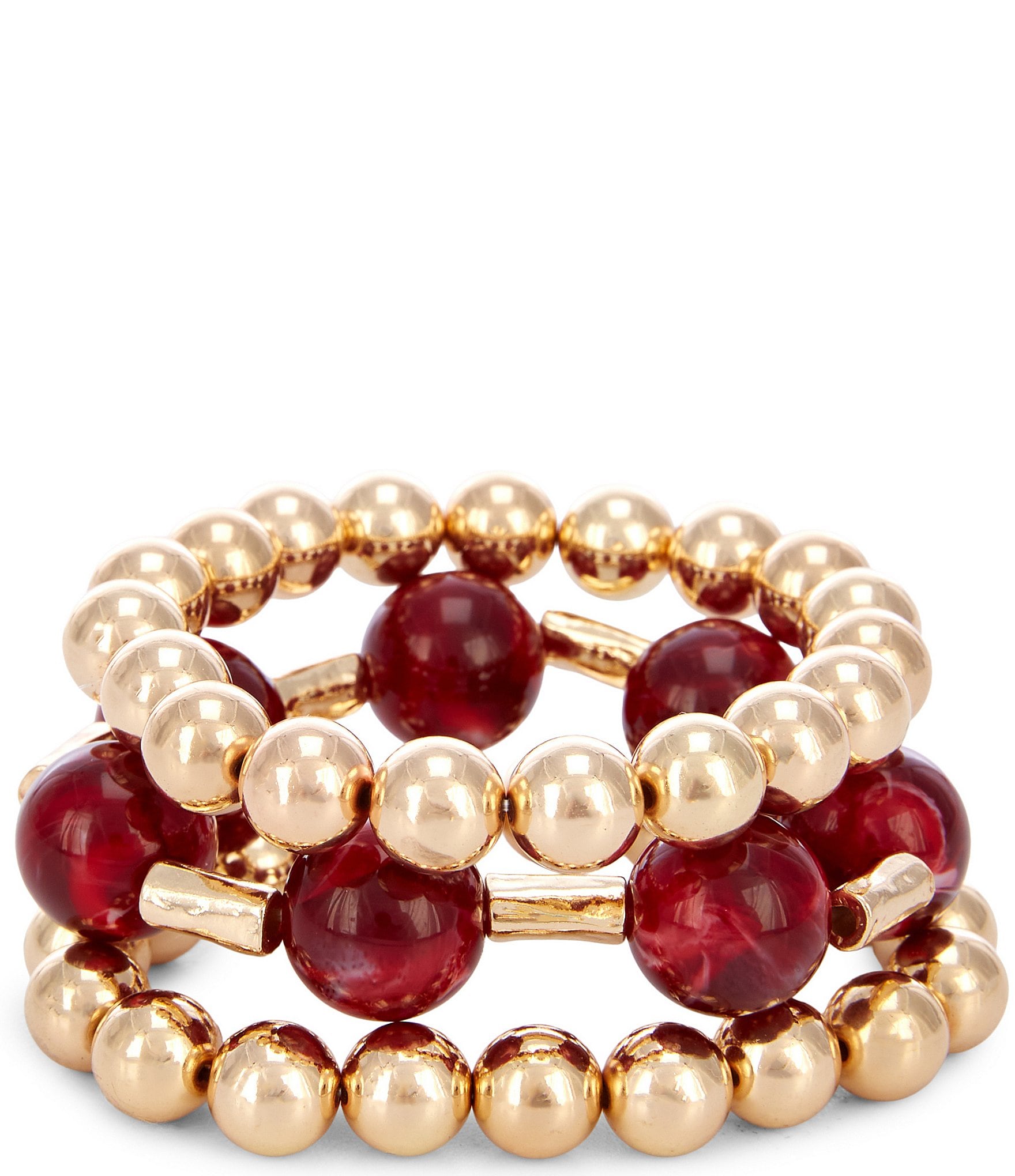 Southern Living Round Statement Beaded Stretch Bracelet Set