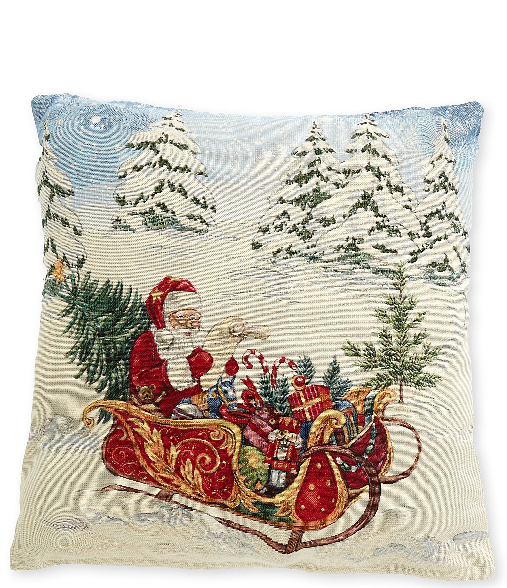 Southern Living Santa Sleigh Decorative Square Pillow
