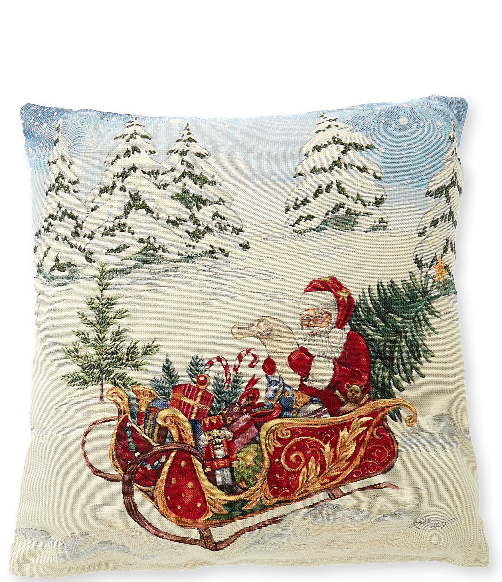 Southern Living Santa Sleigh Decorative Square Pillow