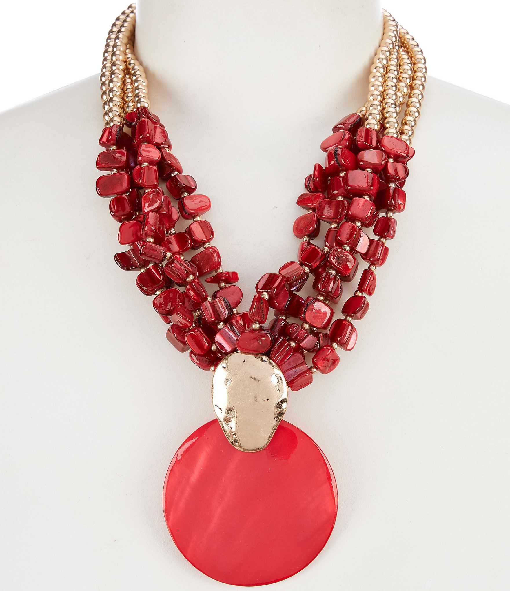 Southern Living Shell Torsade Statement Necklace with Shell Pendant ...