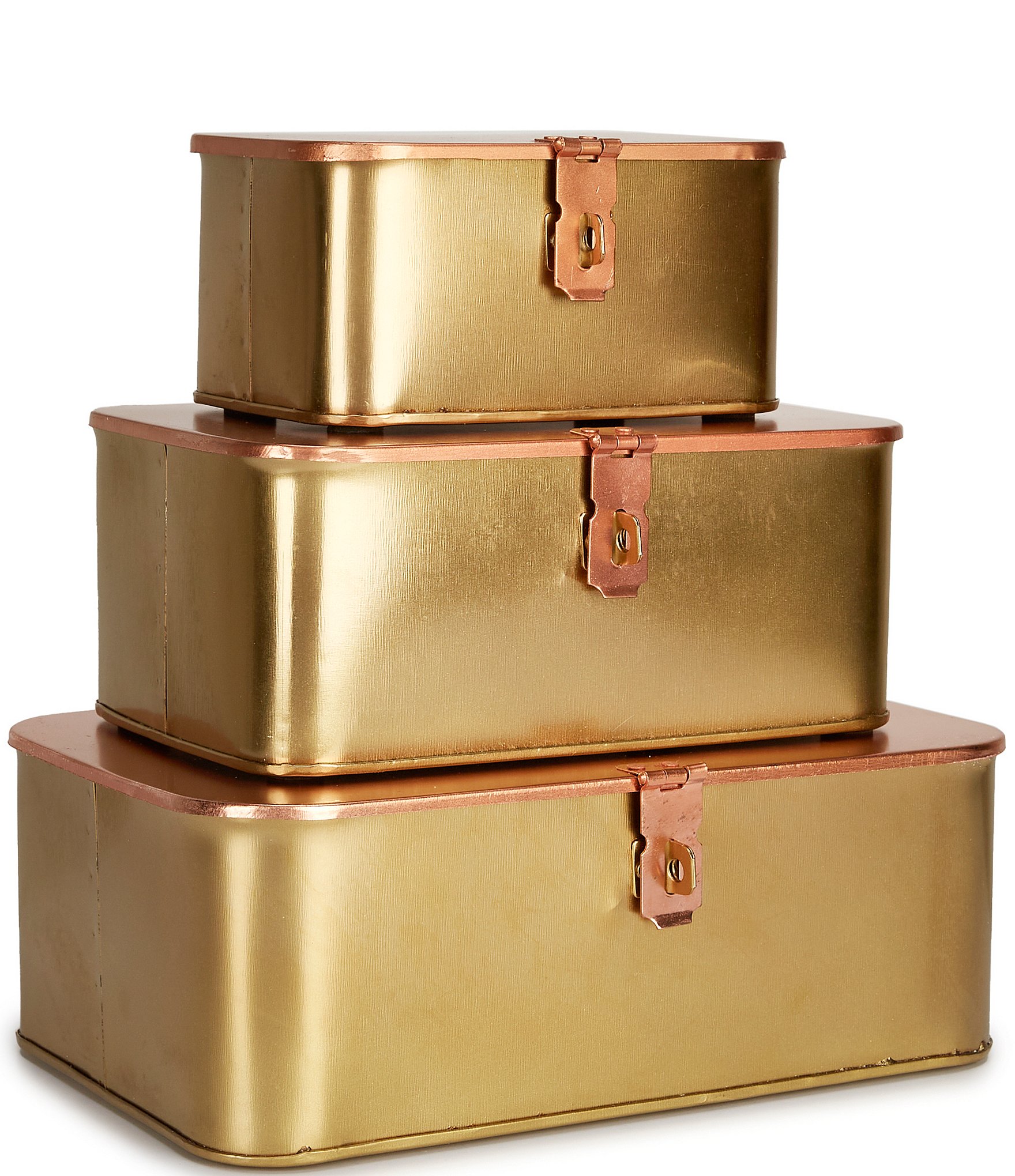 Southern Living Simplicity Collection Brass & Copper Finished Hinged Decorative Box