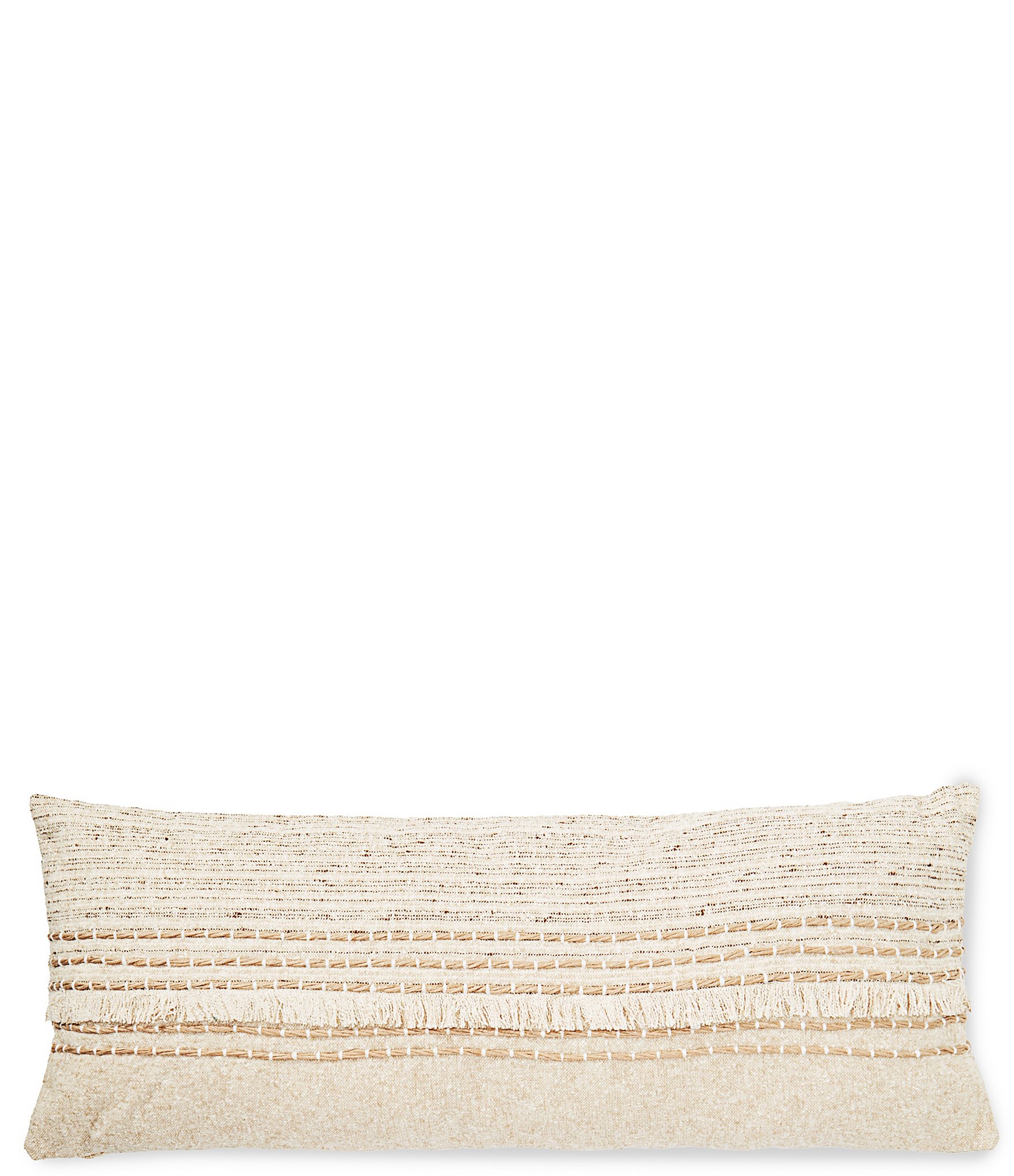 Southern Living Simplicity Collection Fringed Woven Lumbar Decorative Pillow