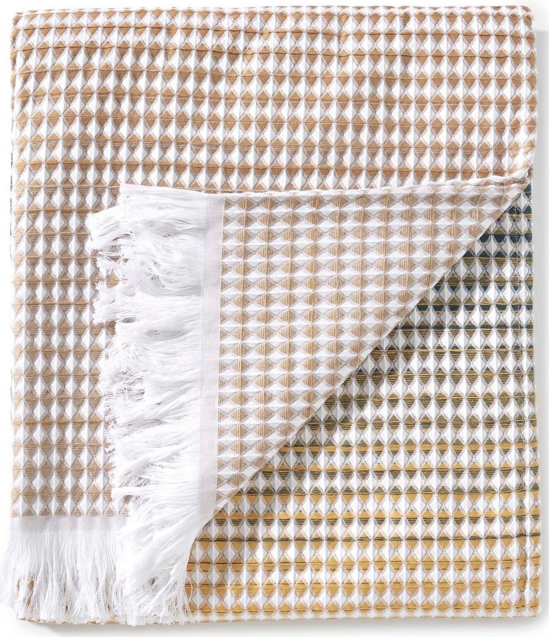 Southern Living Simplicity Collection Harrison Ombre Waffle Fringe Trim Throw