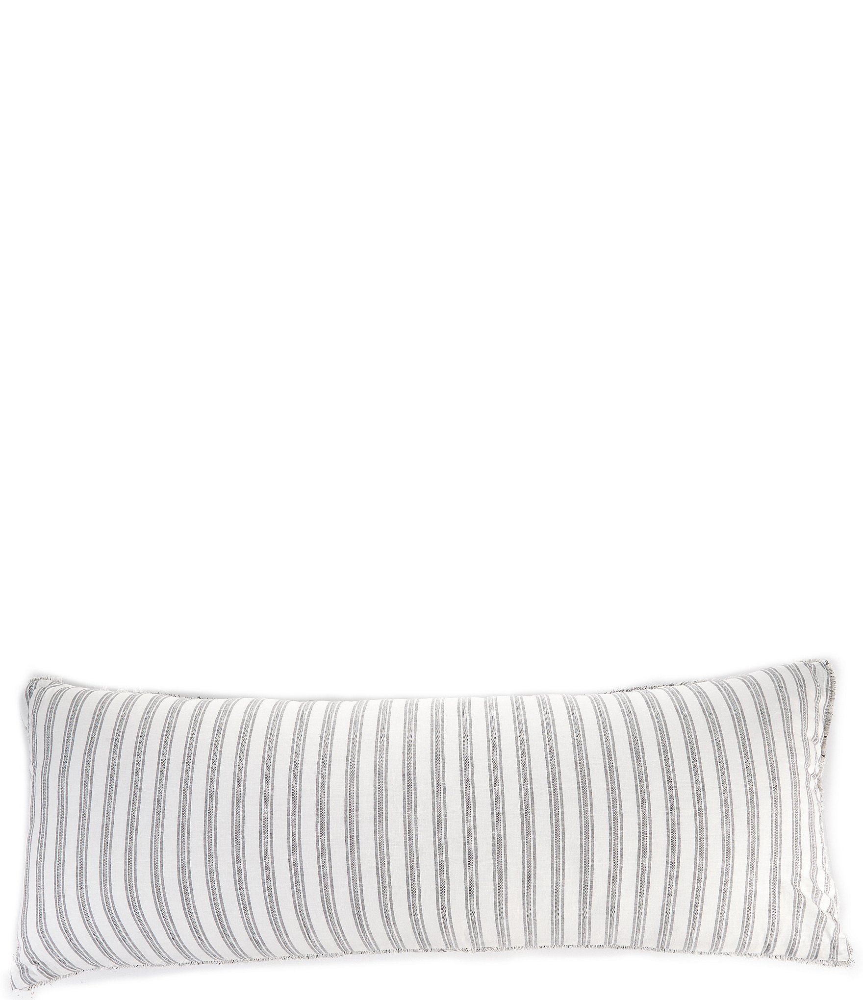 Southern Living Simplicity Duo Cotton & Linen Solid & Striped Fringed Reversible Pillow