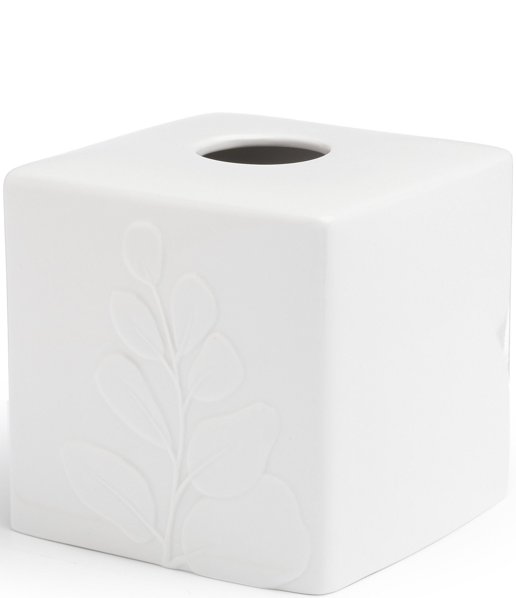 white plastic tissue box cover