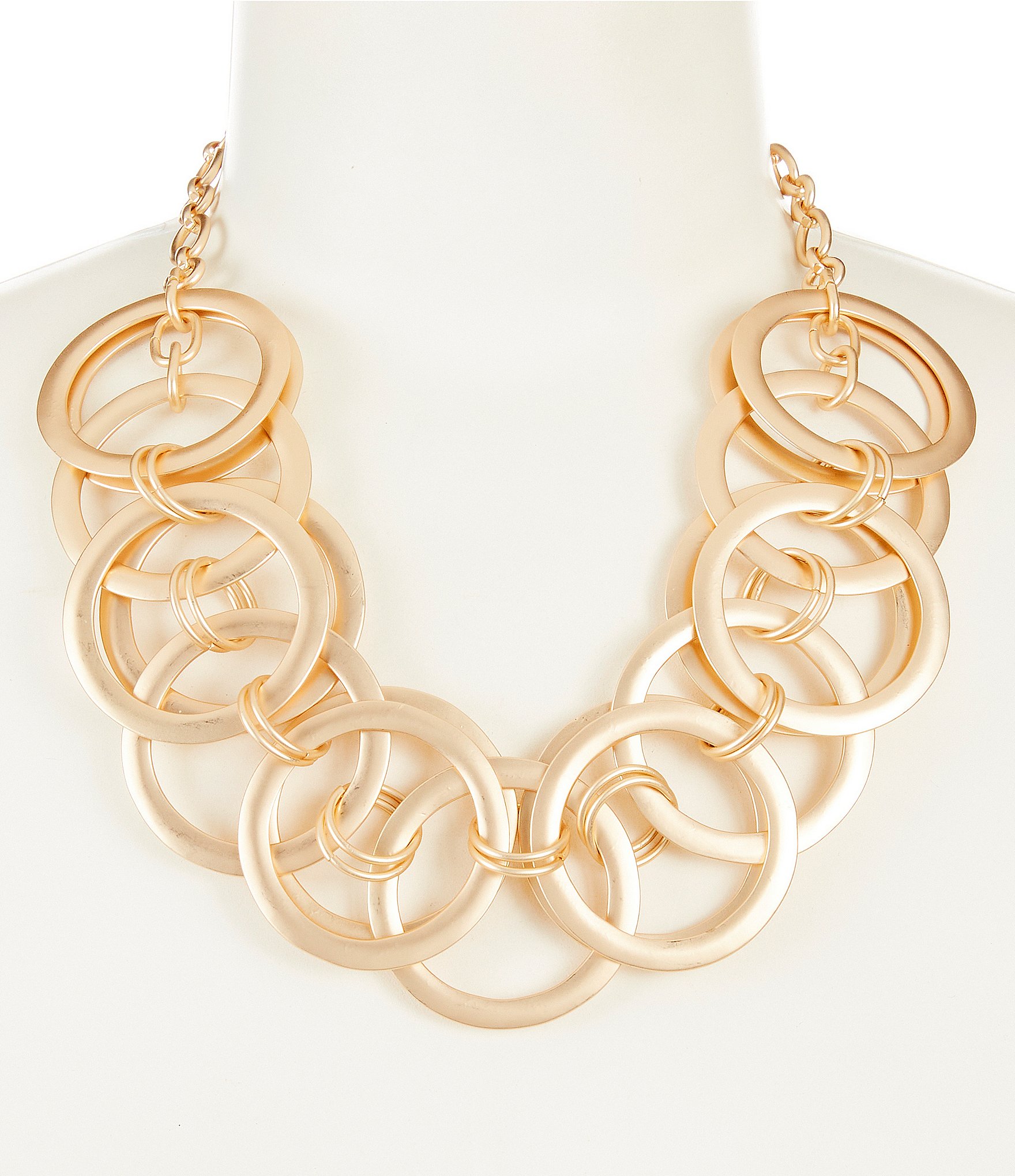 Southern Living Smooth Round Double Link Frontal Statement Collar Necklace