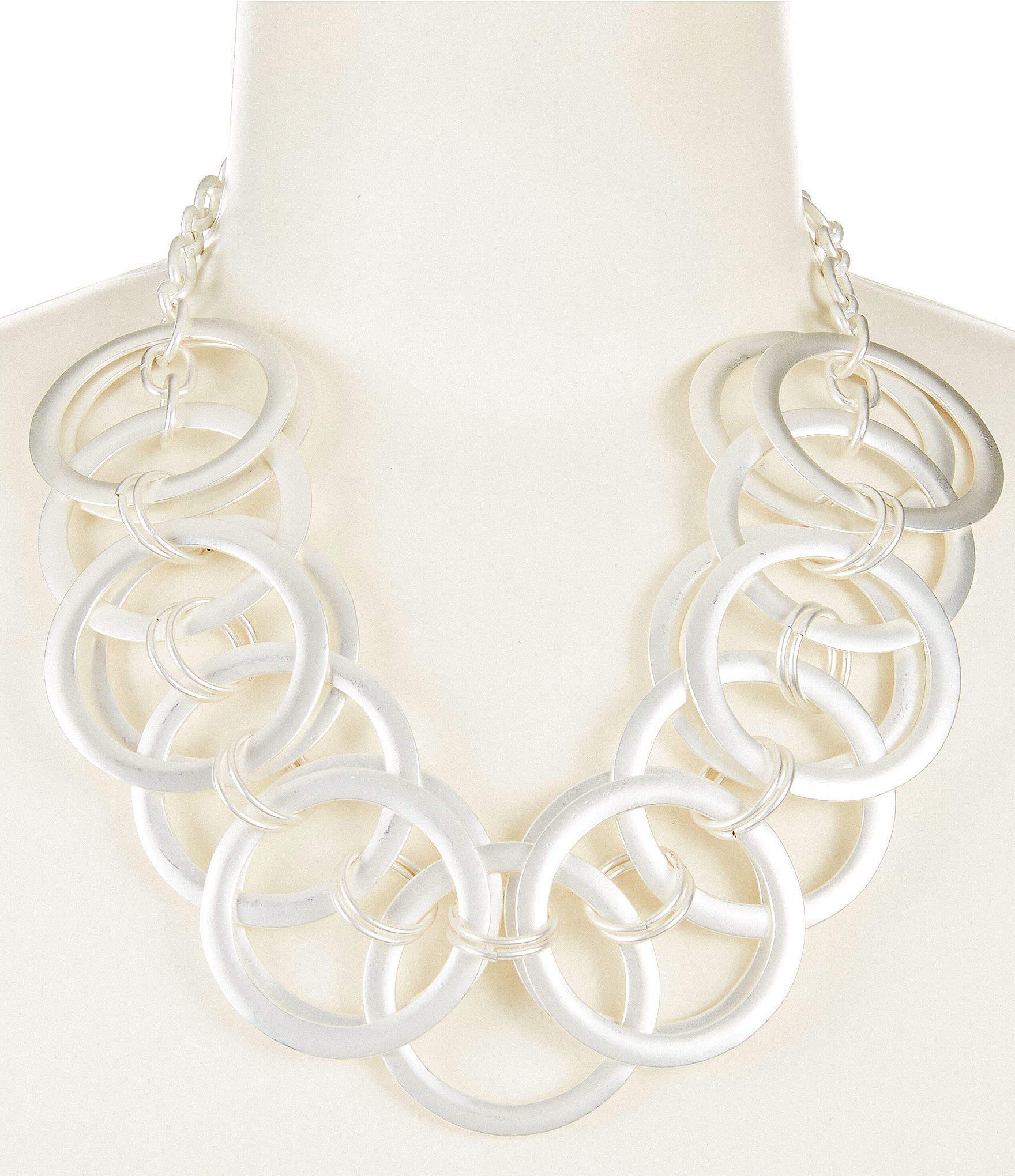 Southern Living Smooth Round Double Link Frontal Statement Collar Necklace