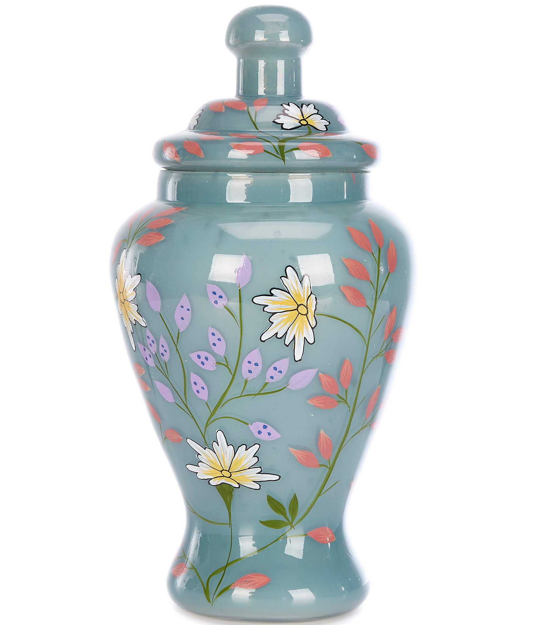 Southern Living Spring Collection Hand-Painted Floral Decorative Lidded Jar