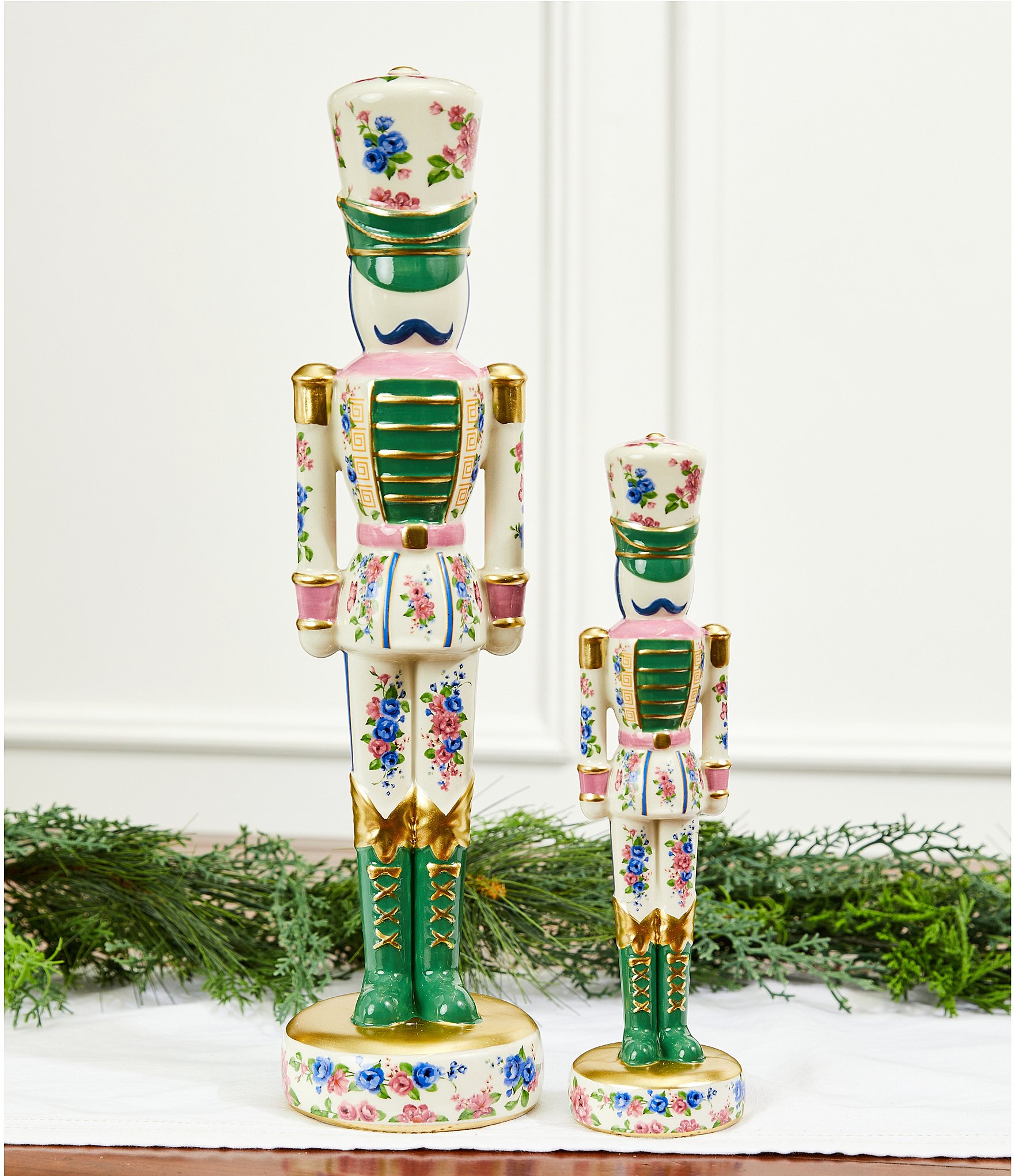 Southern Living Sweet Christmas Collection Floral Ceramic Nutcracker