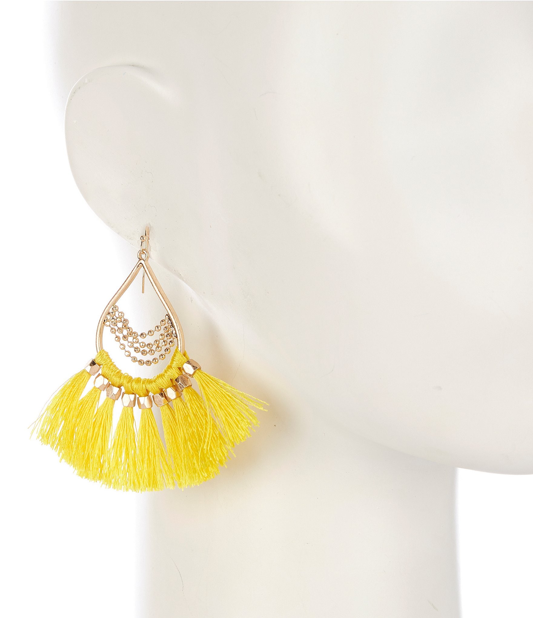 Southern Living Thread Tassel Teardrop Drop Earrings