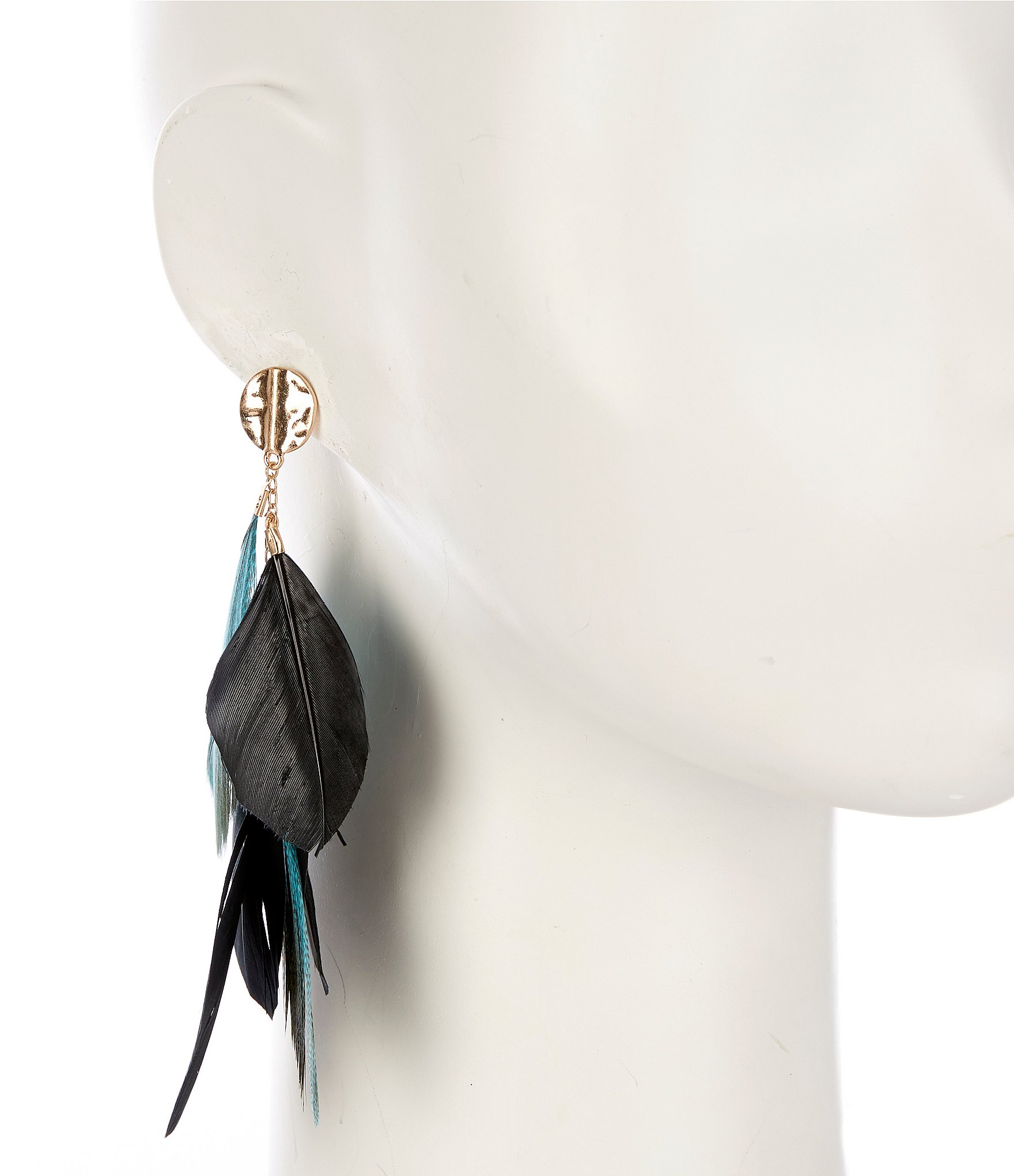 Southern Living Tiered Feather Statement Drop Earrings