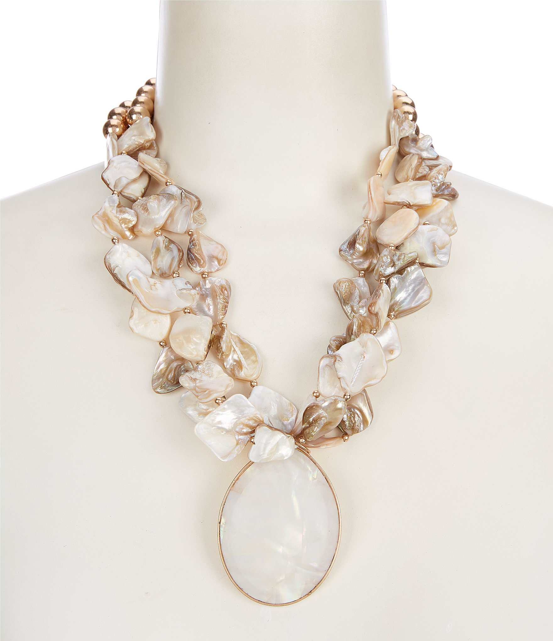 Southern Living Torsade Shell Short Pendant Statement Necklace
