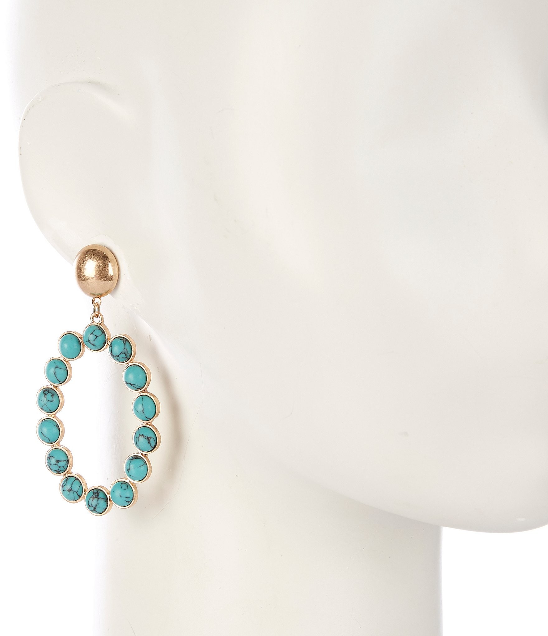 Southern Living Turquoise Stones Oval Statement Drop Earrings