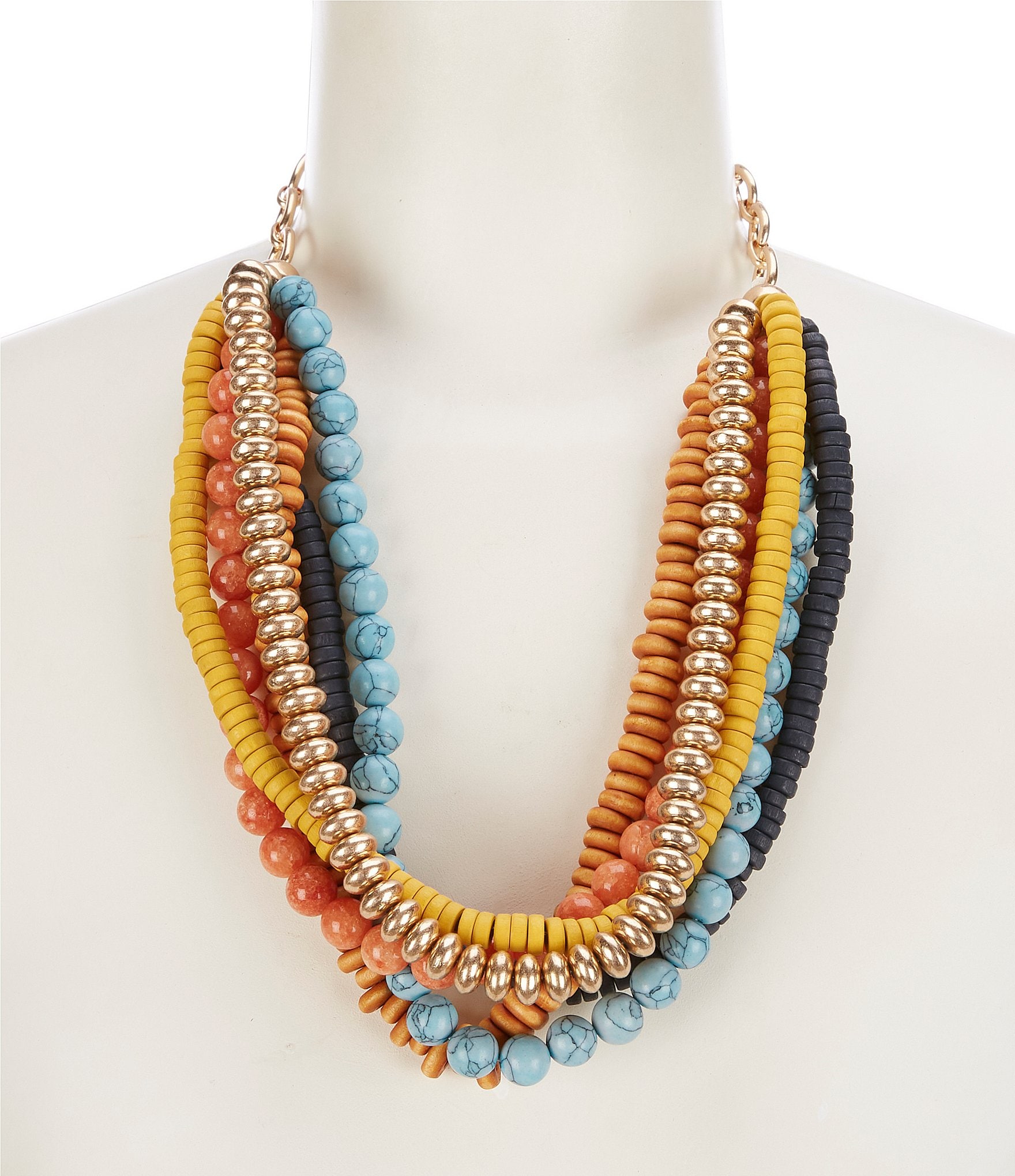 Southern Living Twisted Semi-Precious Layered Statement Necklace