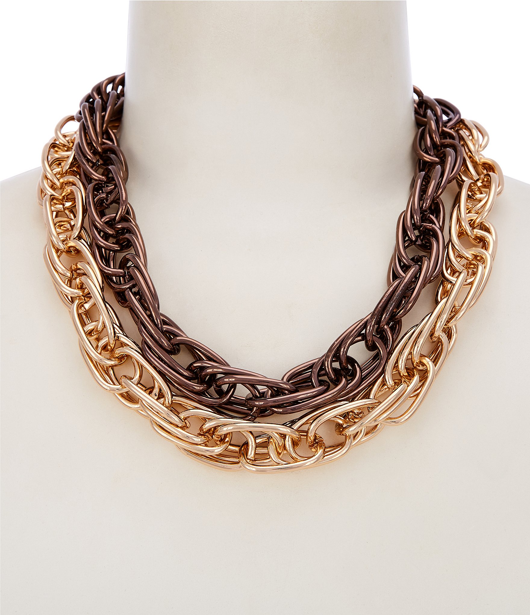 Southern Living Two-Tone Double Chain Statement Necklace