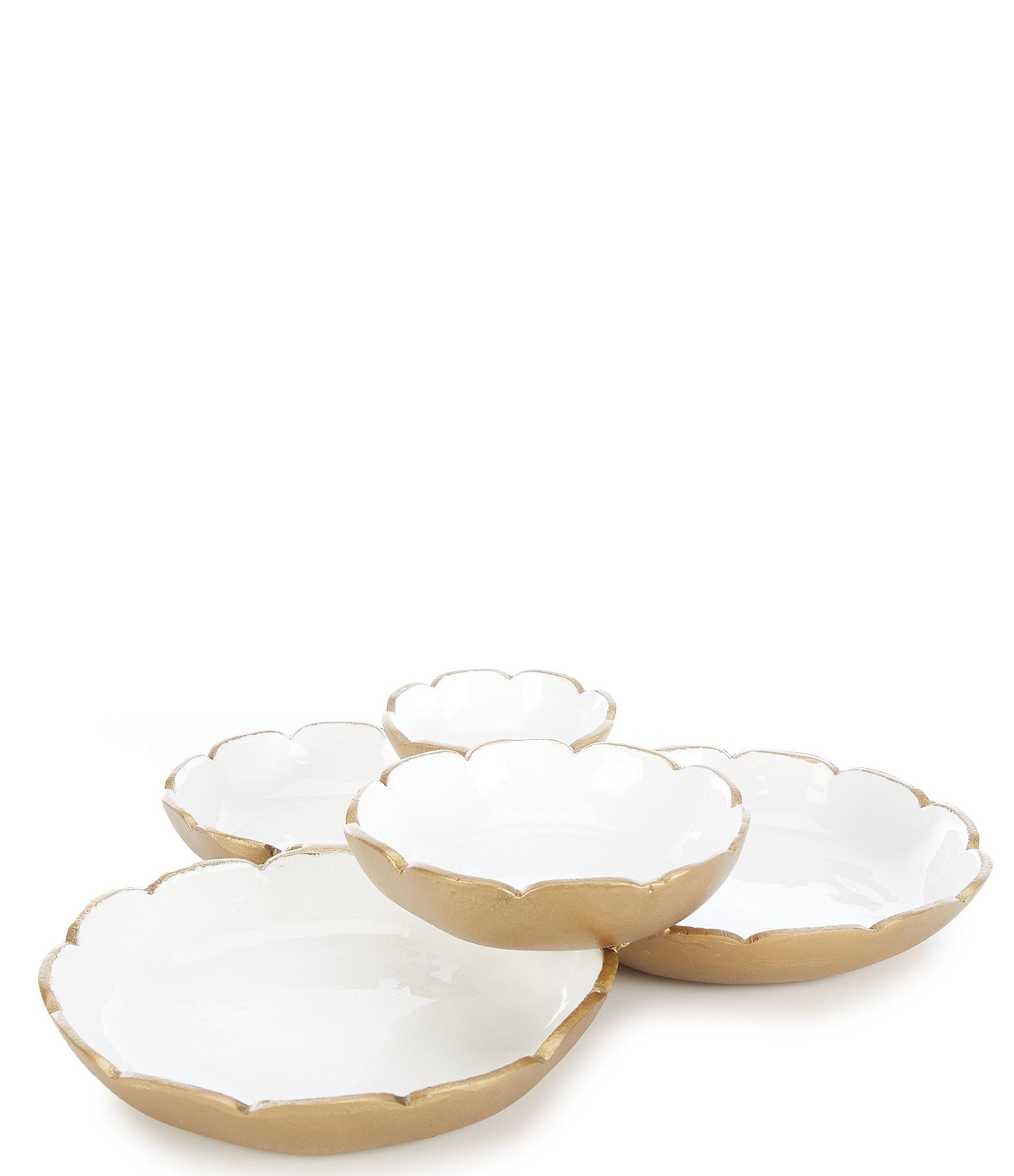 Golden Rabbit Enamelware Solid Textured White Dinner Plates, Set of 4