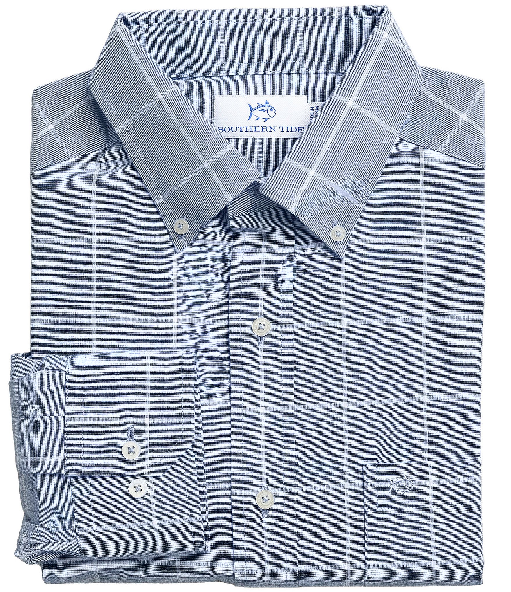 Southern Tide Bay Breeze Plaid Long Sleeve Woven Shirt