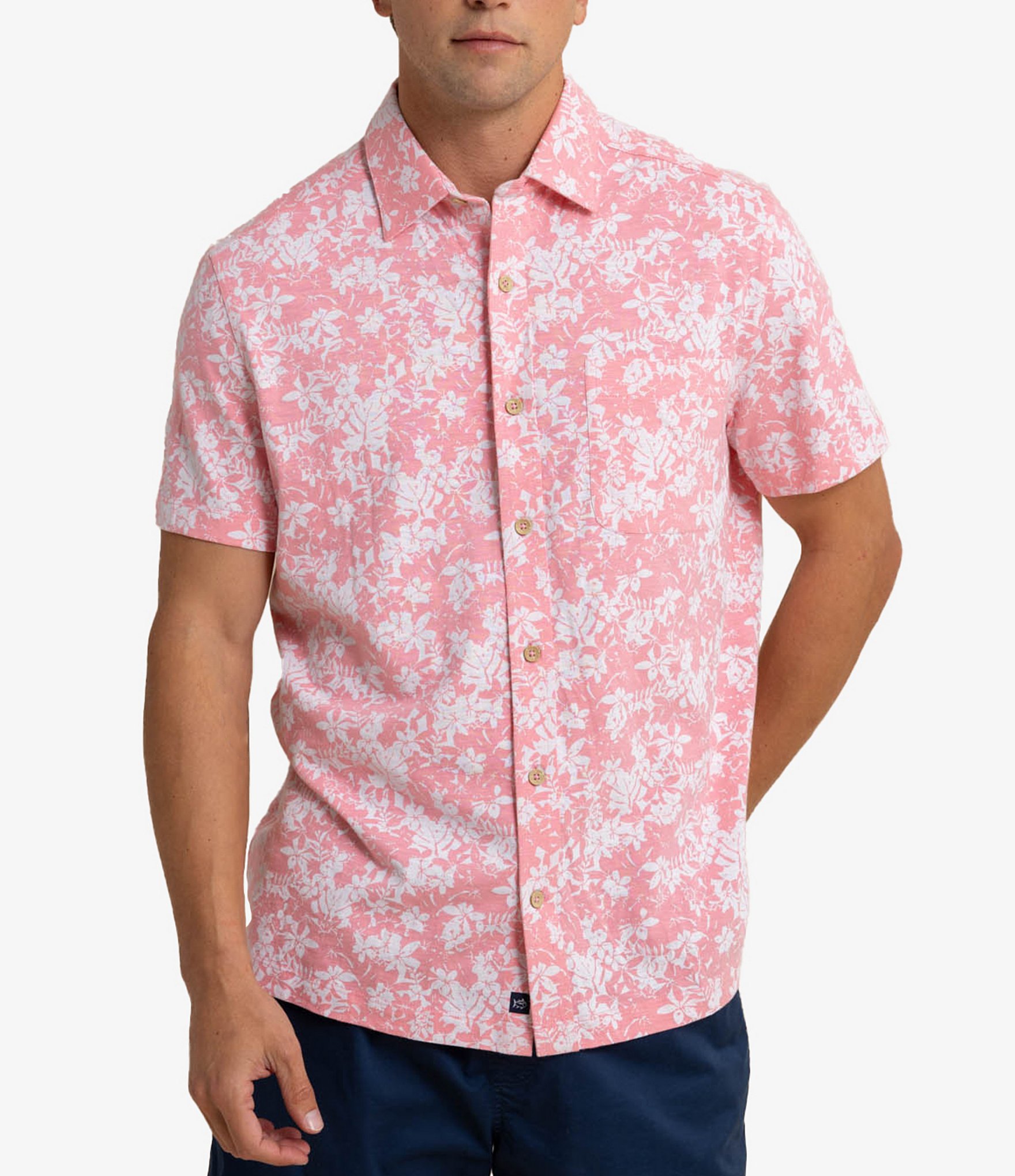 Southern Tide Beachcast Floral Print Short Sleeve Woven Shirt