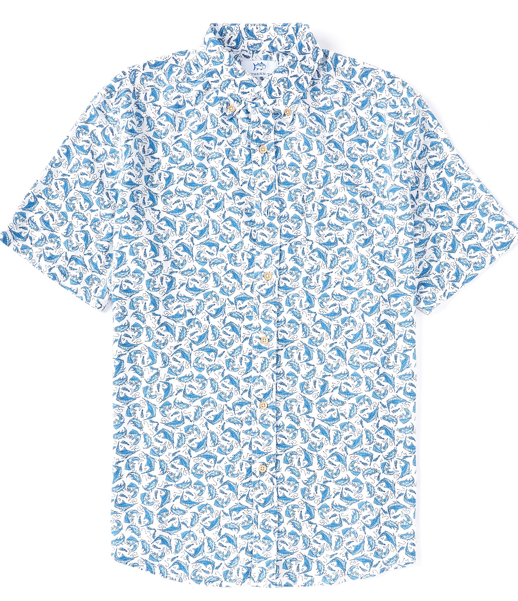 Southern Tide Catch You Later Print Short-Sleeve Woven Shirt | Dillard's