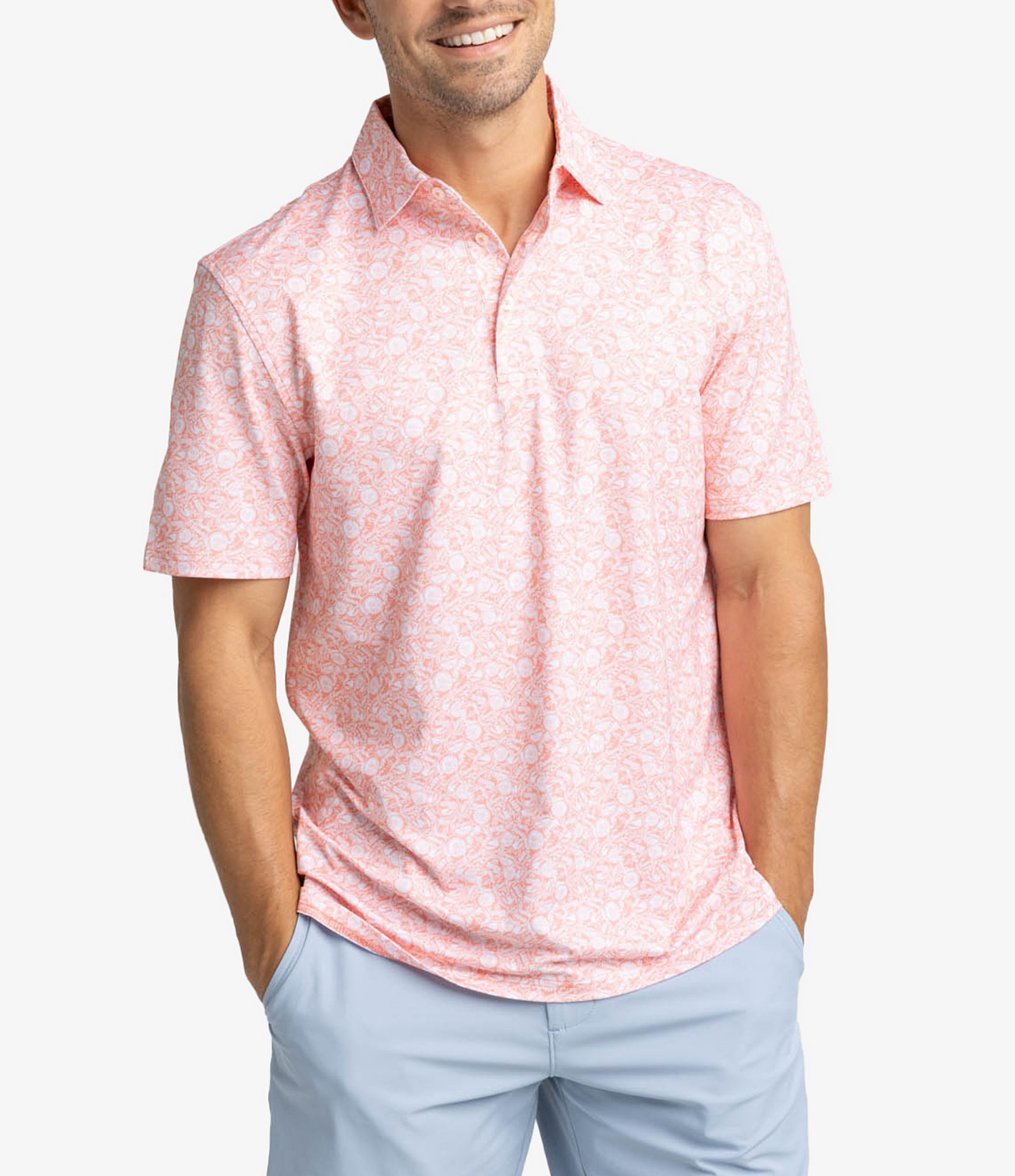 Southern Tide Driver Caps Off Printed Short Sleeve Polo Shirt | Dillard's