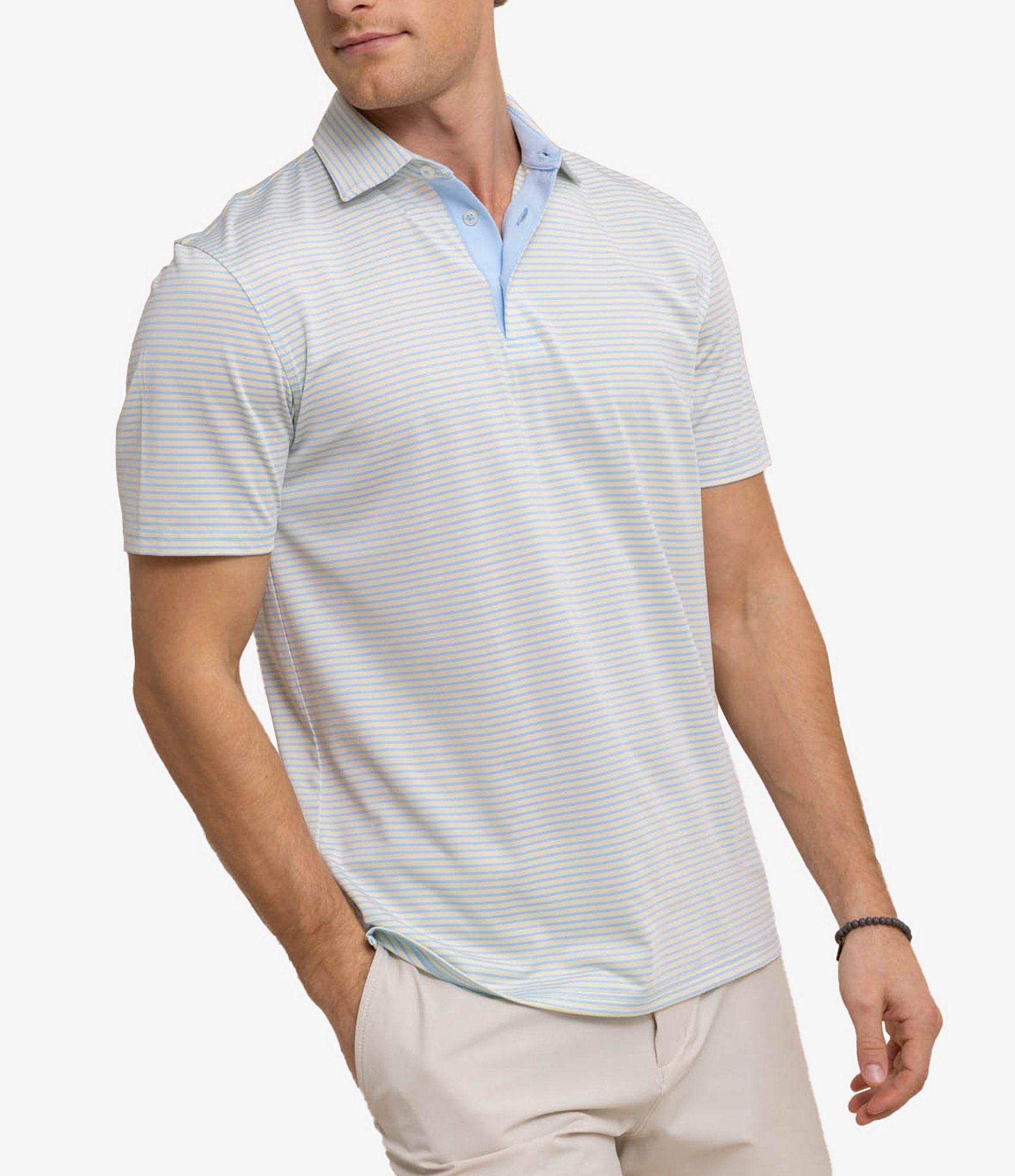 Southern Tide Driver Verdae Stripe Short Sleeve Polo Shirt | Dillard's