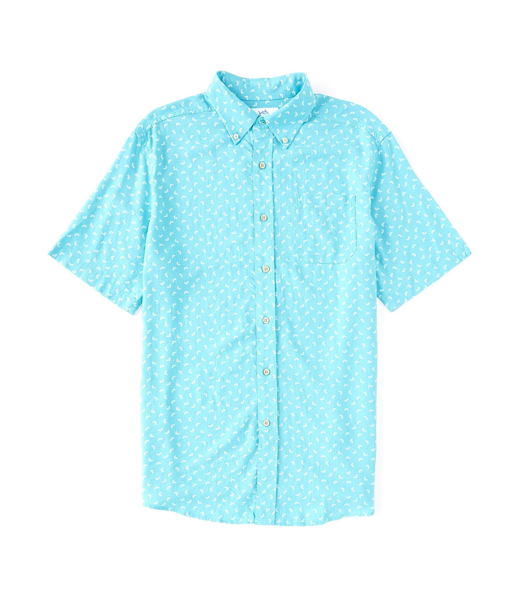 Southern Tide Fish Toss Print Short-Sleeve Woven Shirt | Dillard's