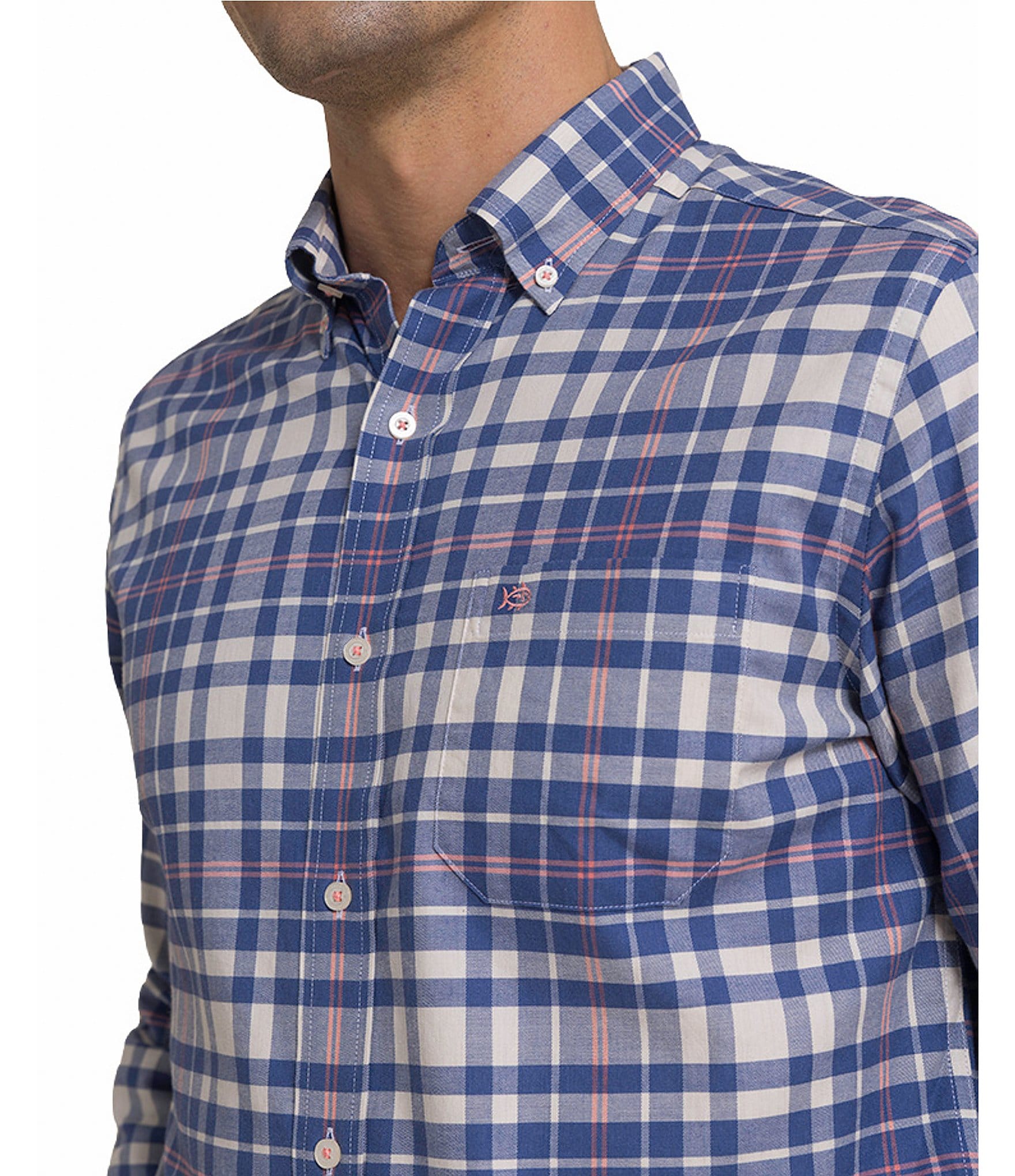 Southern Tide Heather Skipjack Sandy Shores Long Sleeve Woven Shirt