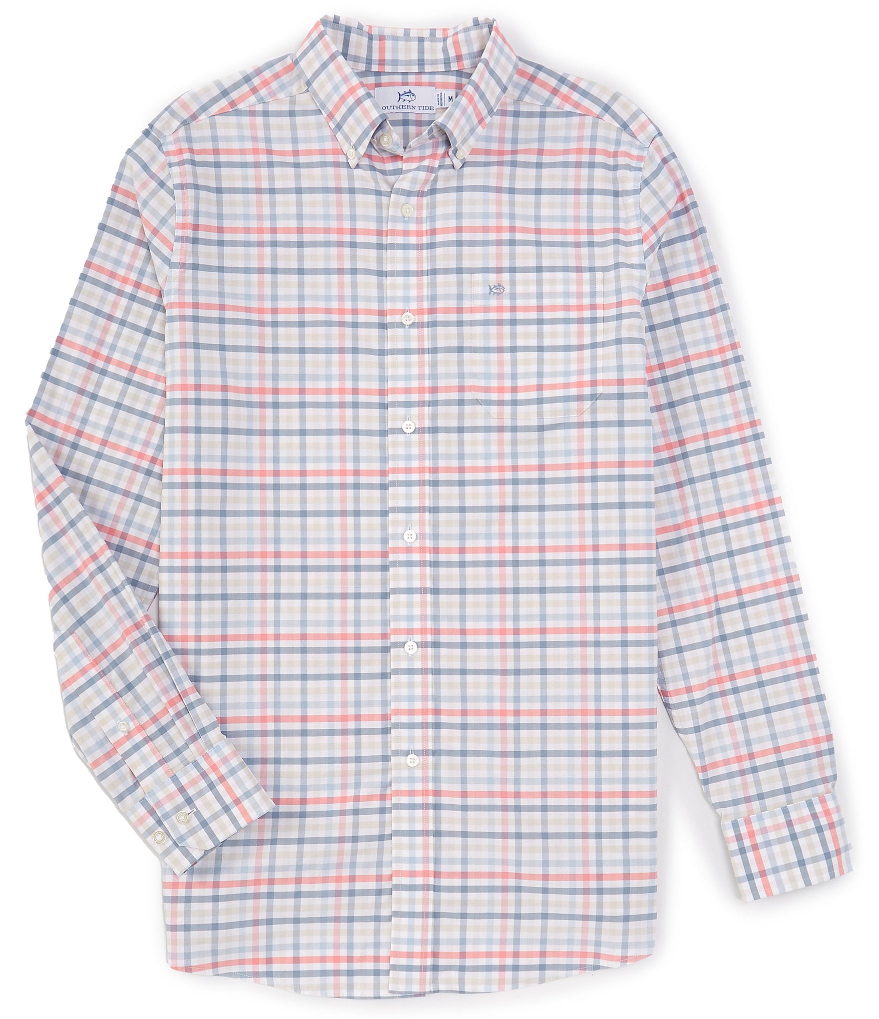 Southern Tide Intercoastal Performance Stretch Coastal Passage Pelham Gingham Long Sleeve Woven Shirt