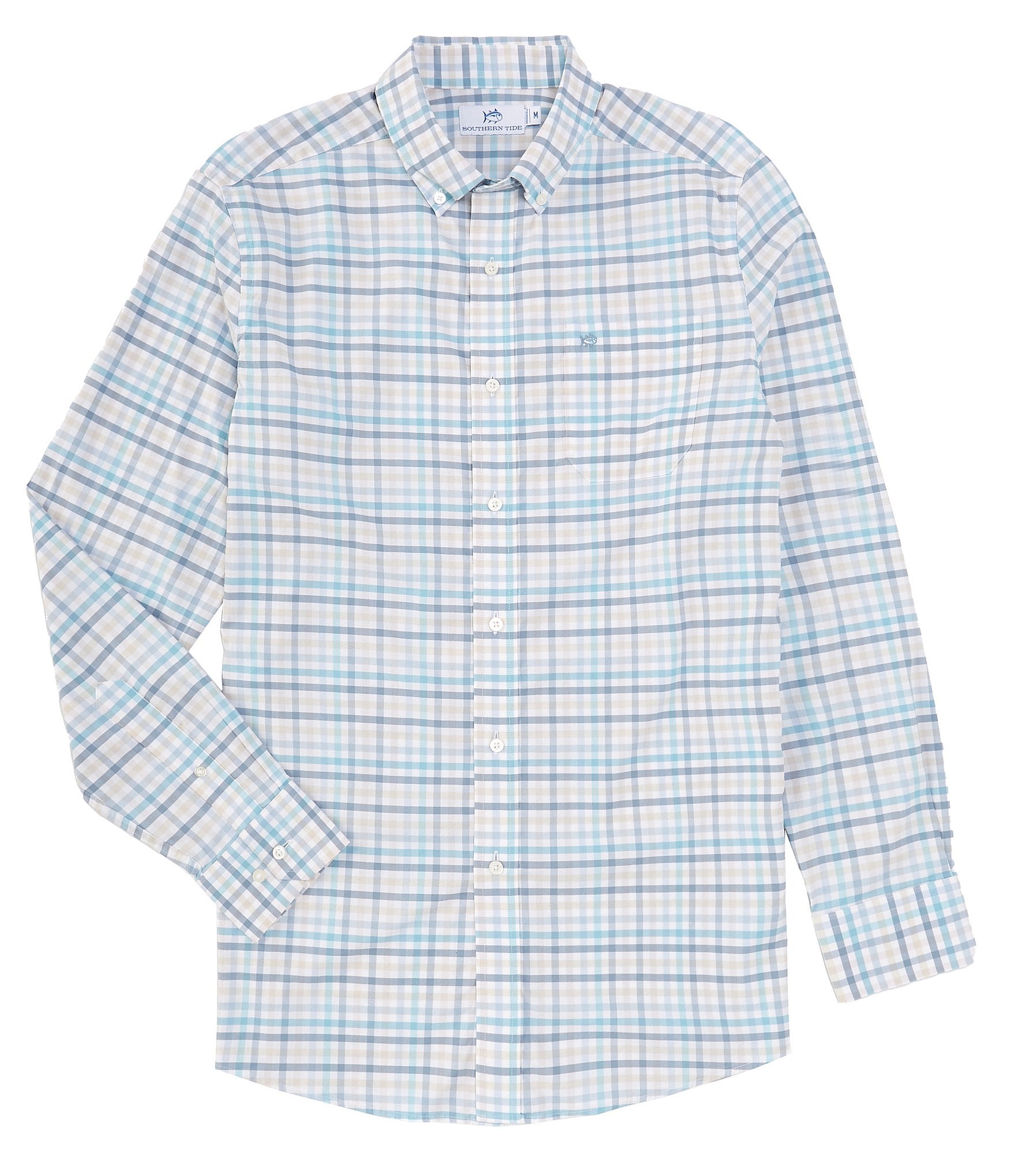 Southern Tide Intercoastal Performance Stretch Coastal Passage Pelham Gingham Long Sleeve Woven Shirt