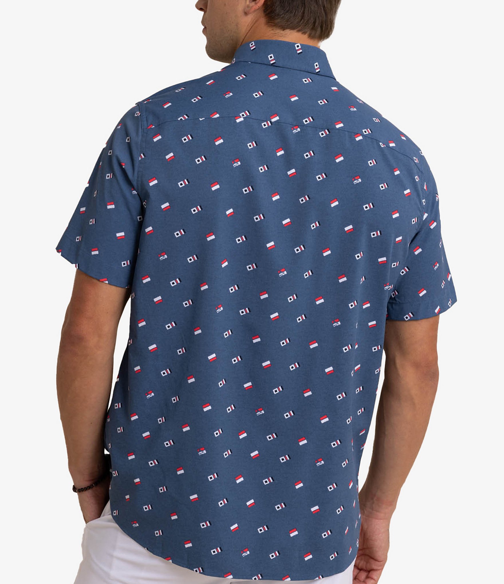 Southern Tide Intercoastal Performance Stretch Heather Keep It Nautical Short Sleeve Woven Shirt