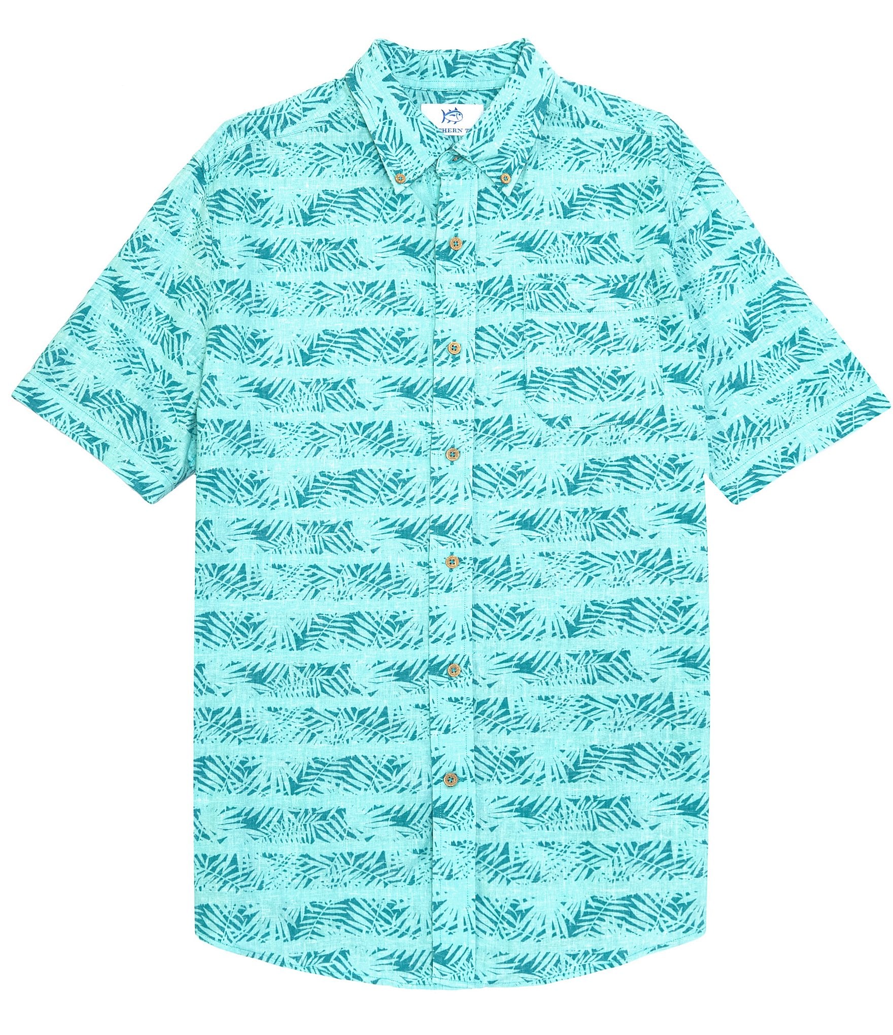 Southern Tide Palmy Stripe Short Sleeve Woven Shirt | Dillard's