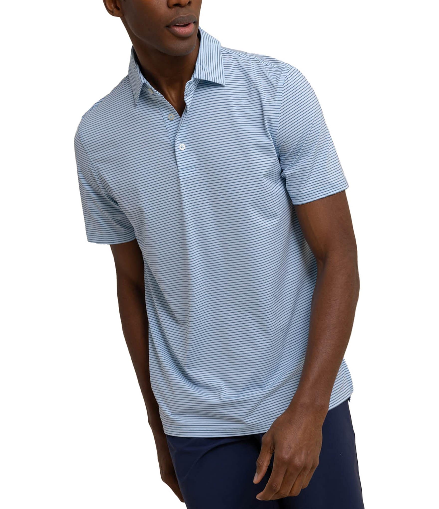 Southern Tide Performance Stretch Brrr°-eeze Baytop Stripe Short Sleeve Polo Shirt