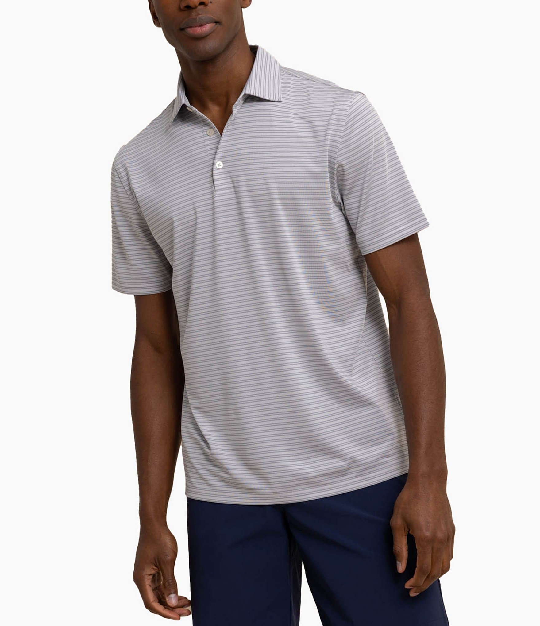 Southern Tide Performance Stretch Driver Baywoods Stripe Short Sleeve Polo Shirt