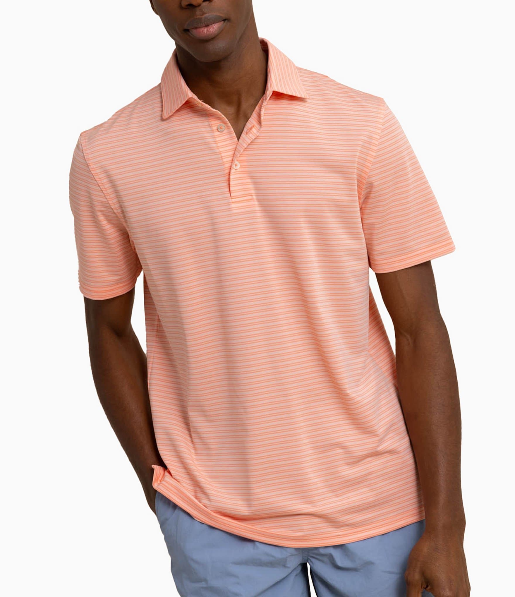 Southern Tide Performance Stretch Driver Baywoods Stripe Short Sleeve Polo Shirt