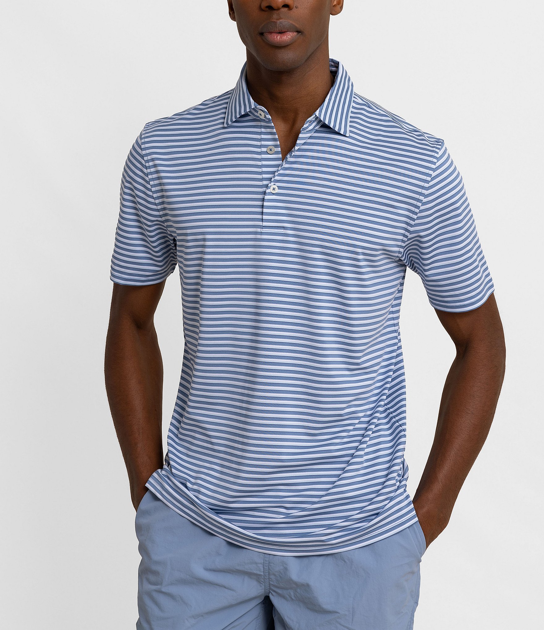 Southern Tide Performance Stretch Driver Carova Stripe Short Sleeve Polo Shirt